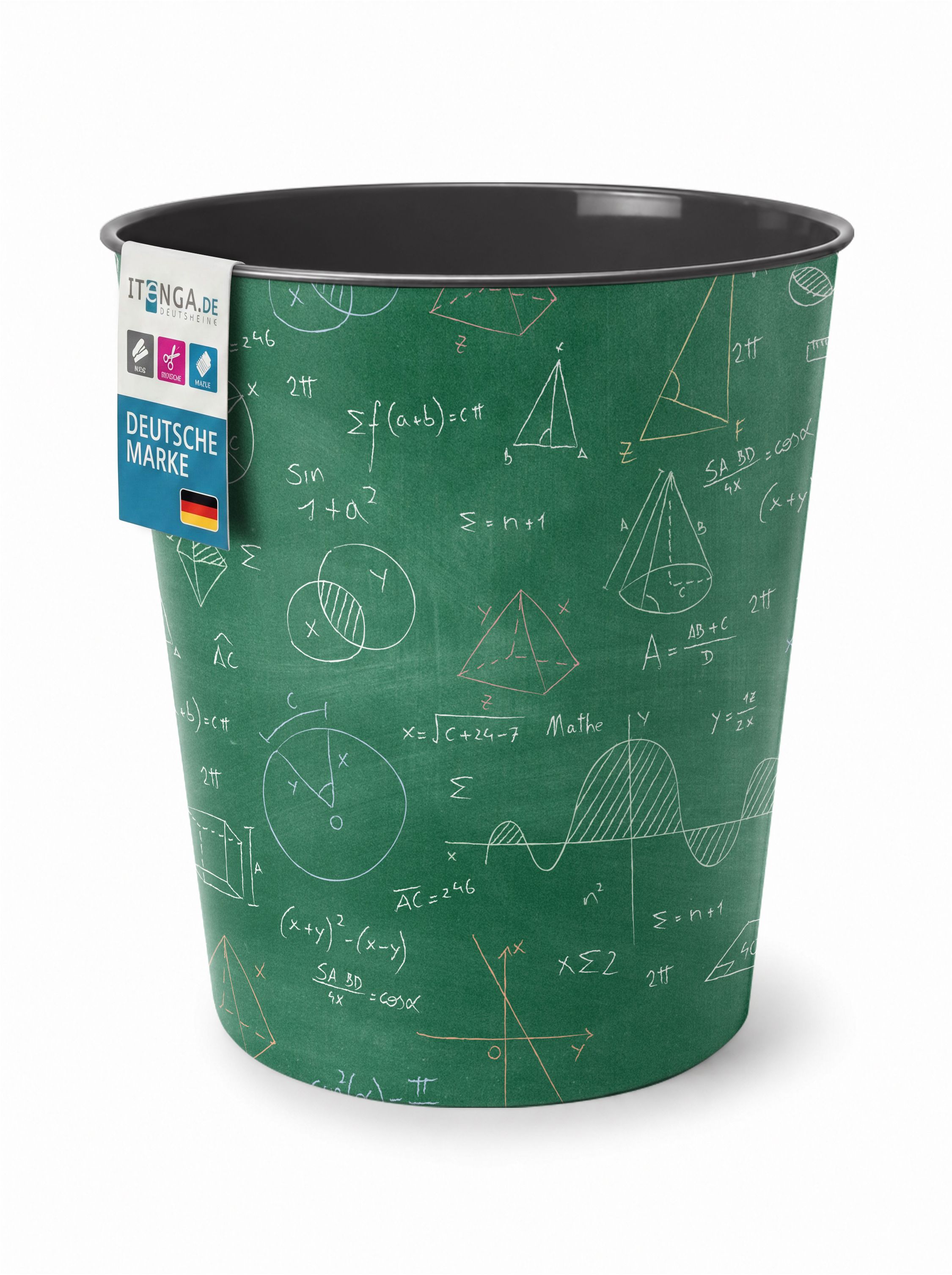 itenga Papierkorb f�r Kinder - Motiv Formeln - ca. 11 Liter