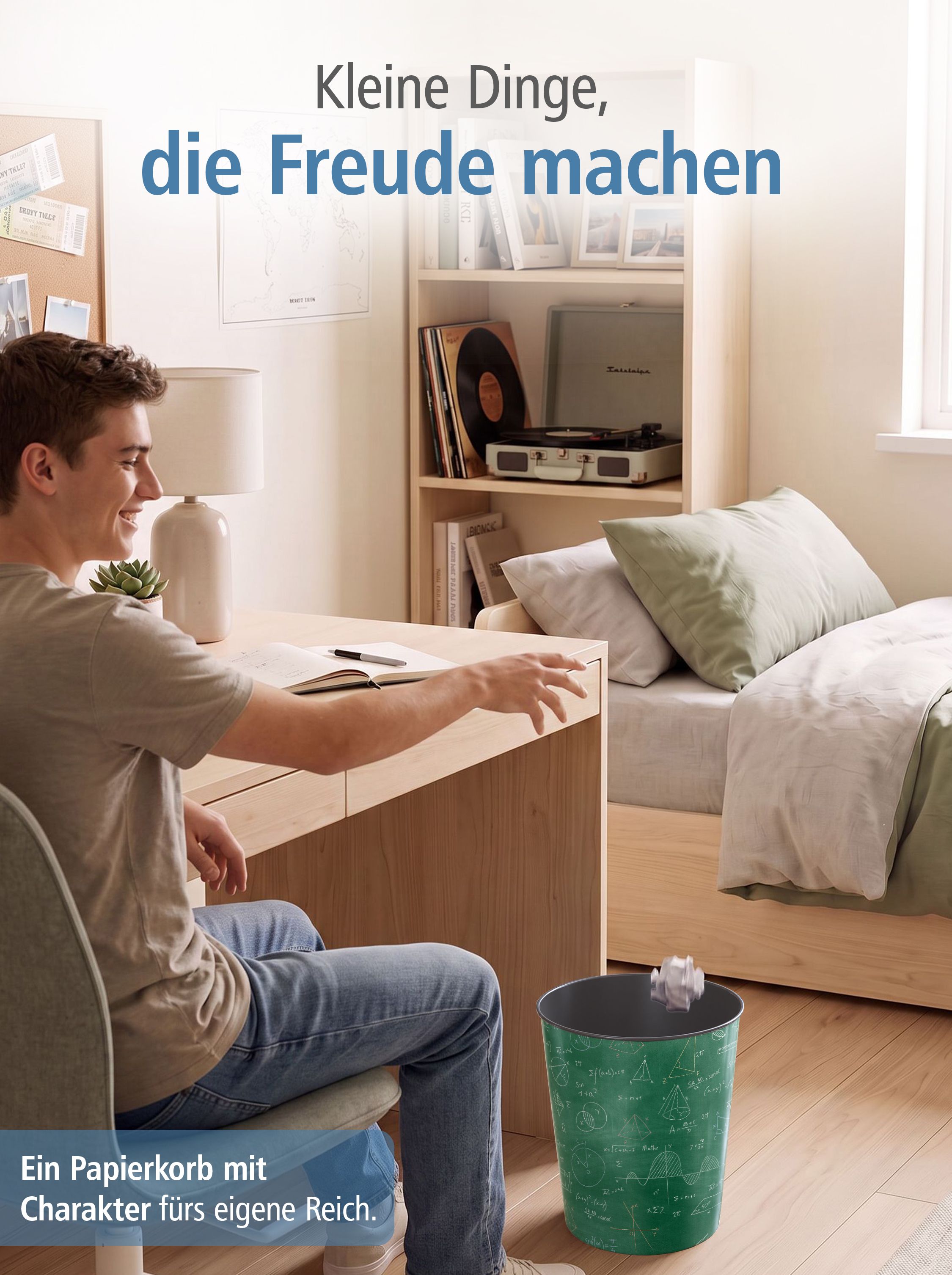 itenga Papierkorb f�r Kinder - Motiv Formeln - ca. 11 Liter