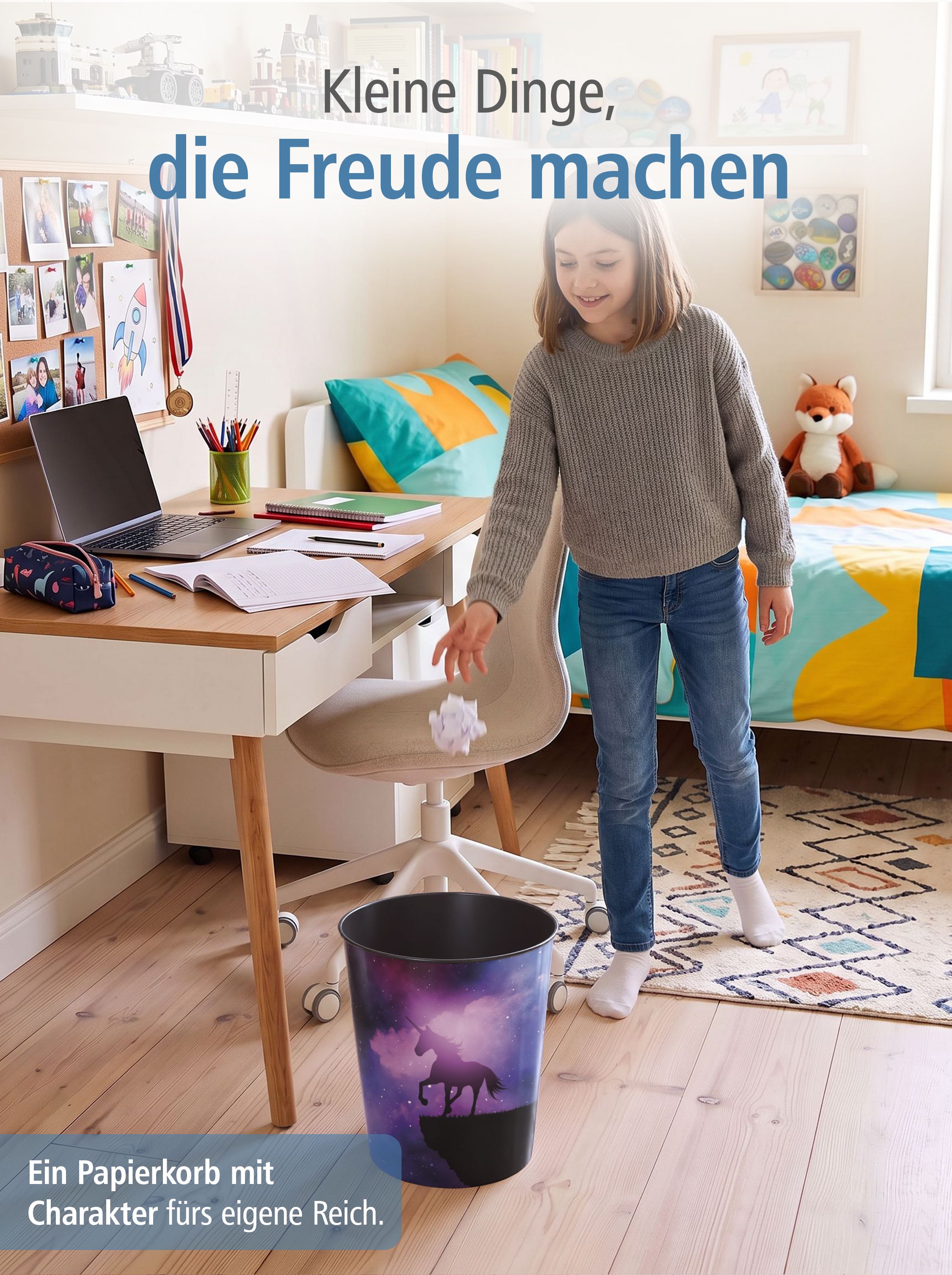 itenga Papierkorb f�r Kinder - Motiv magisches Einhorn ...