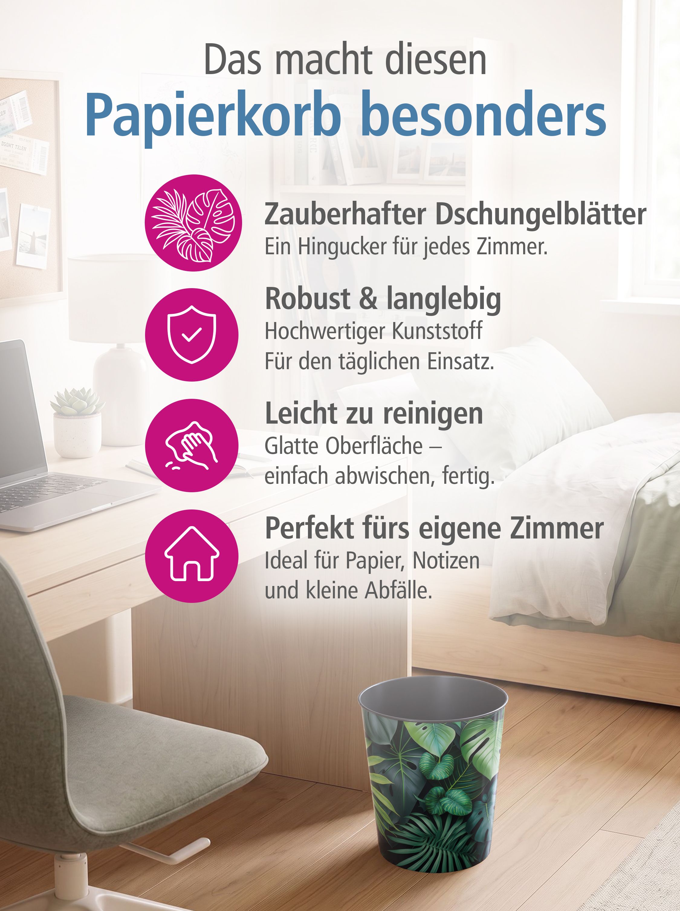 itenga Papierkorb f�r Kinder und Erwachsene - Motiv Dsch...