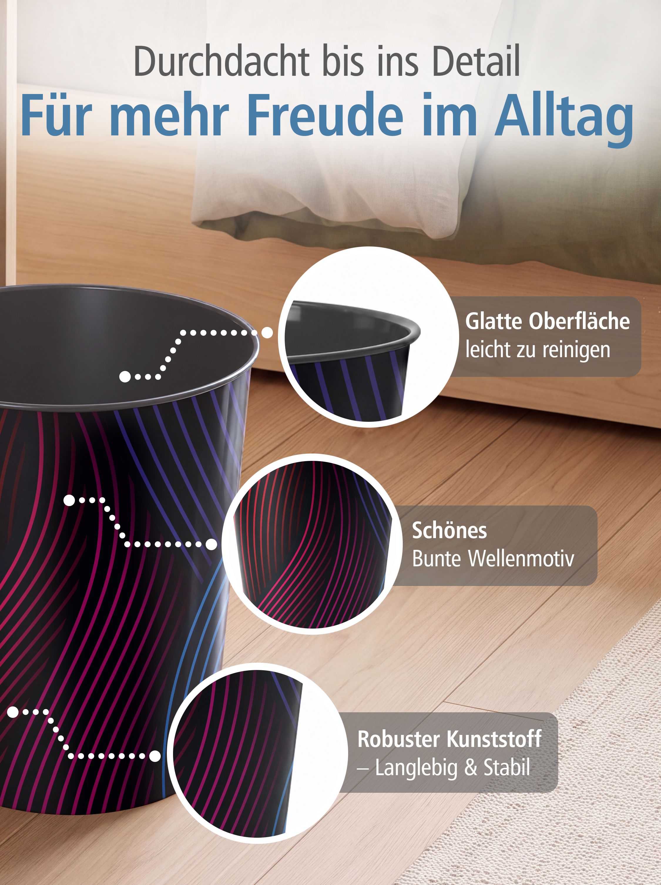 itenga Papierkorb f�r Kinder und Erwachsene - Motiv bunt...