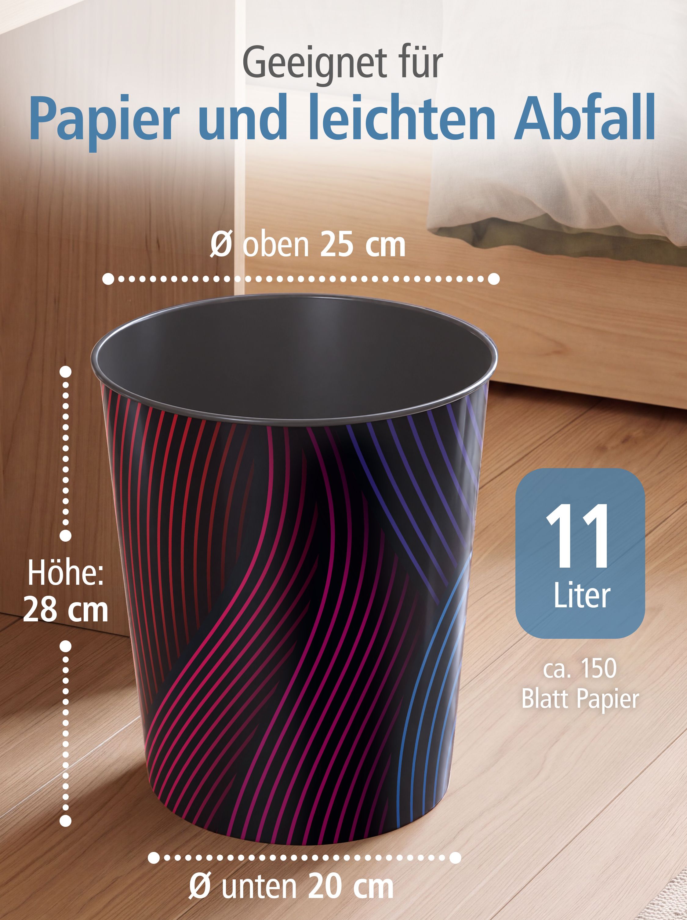 itenga Papierkorb f�r Kinder und Erwachsene - Motiv bunt...