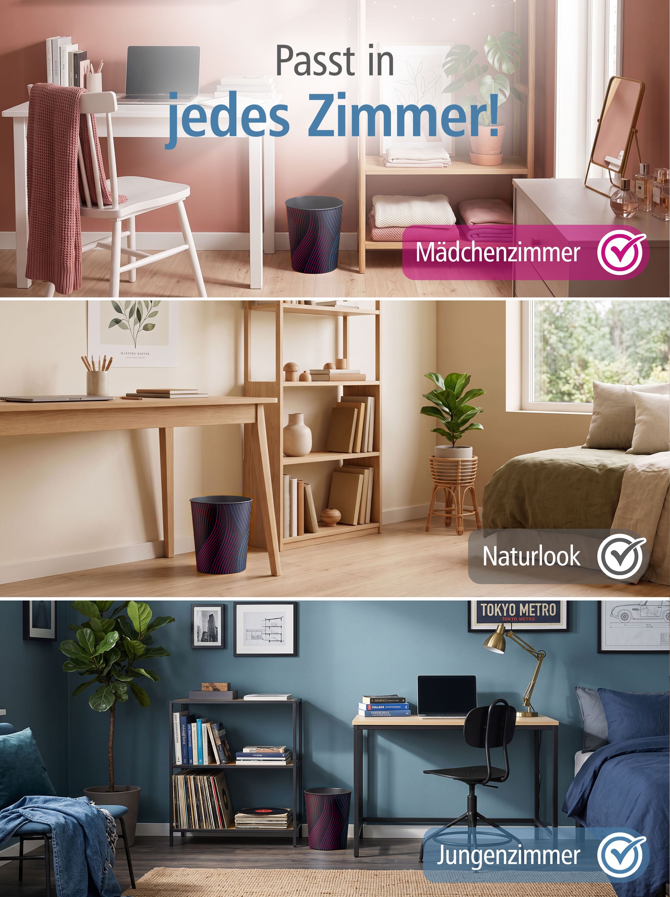 itenga Papierkorb f�r Kinder und Erwachsene - Motiv bunt...