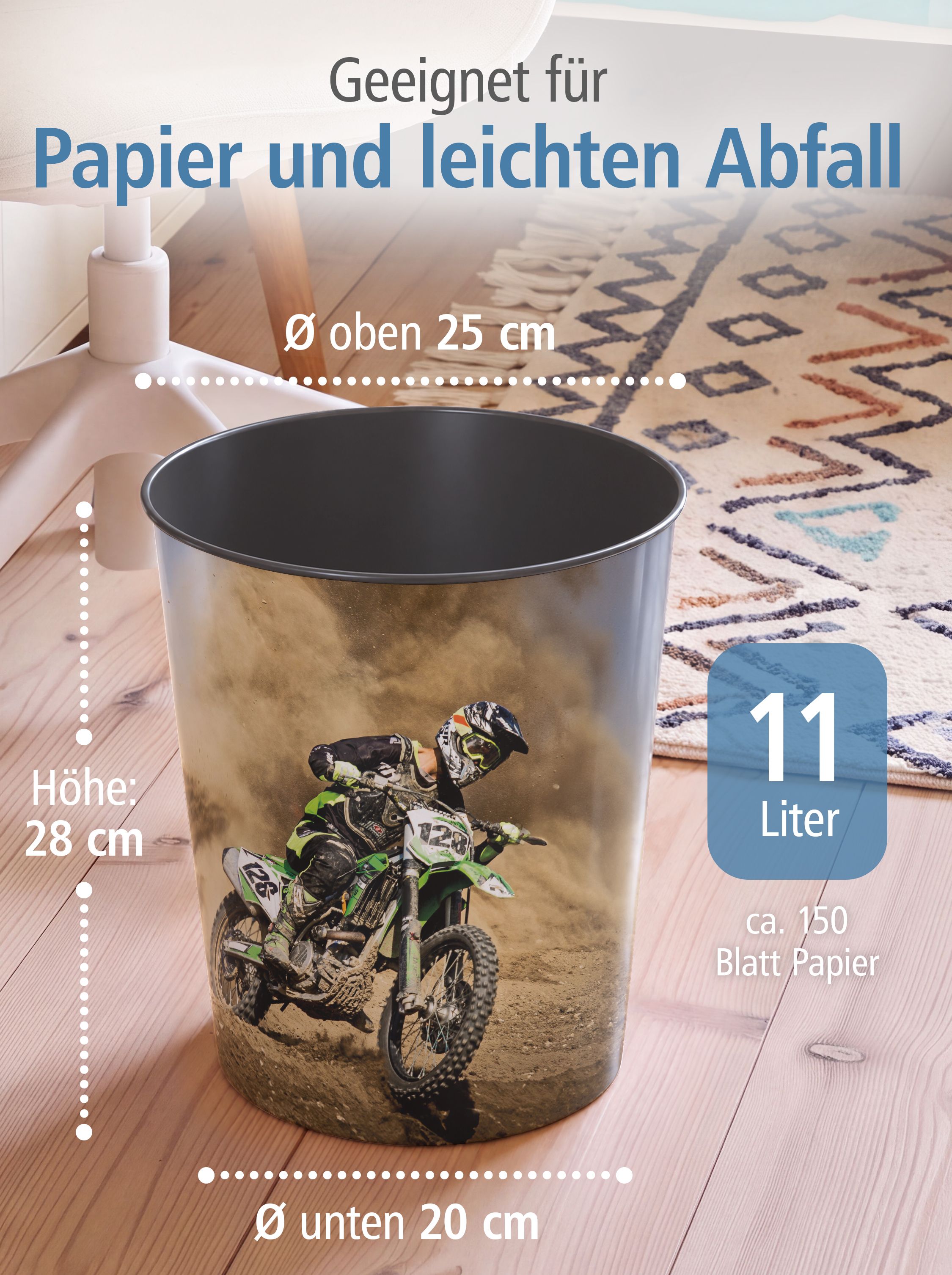 itenga Papierkorb f�r Kinder - Motiv Motocross - ca. 11...