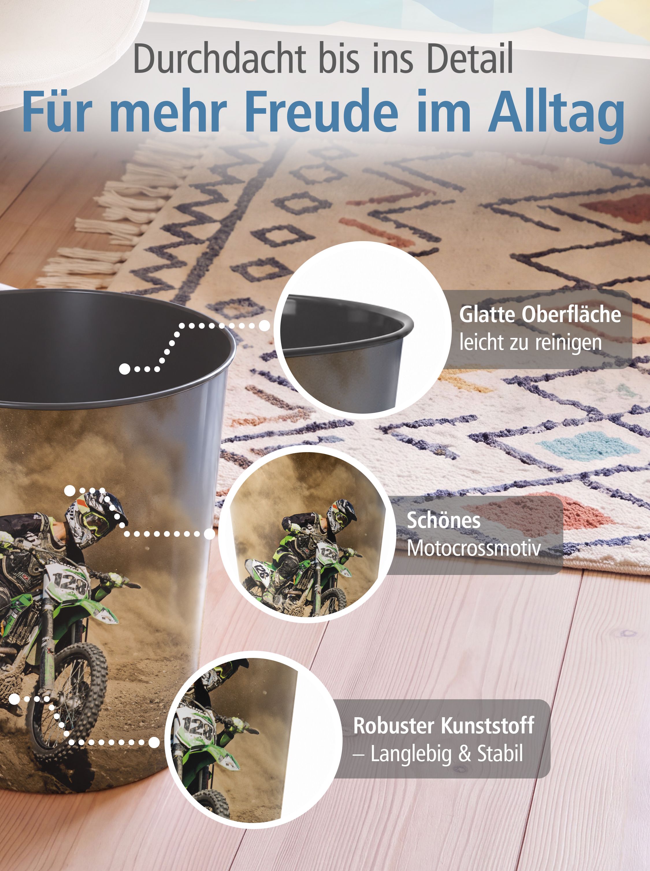 itenga Papierkorb f�r Kinder - Motiv Motocross - ca. 11...