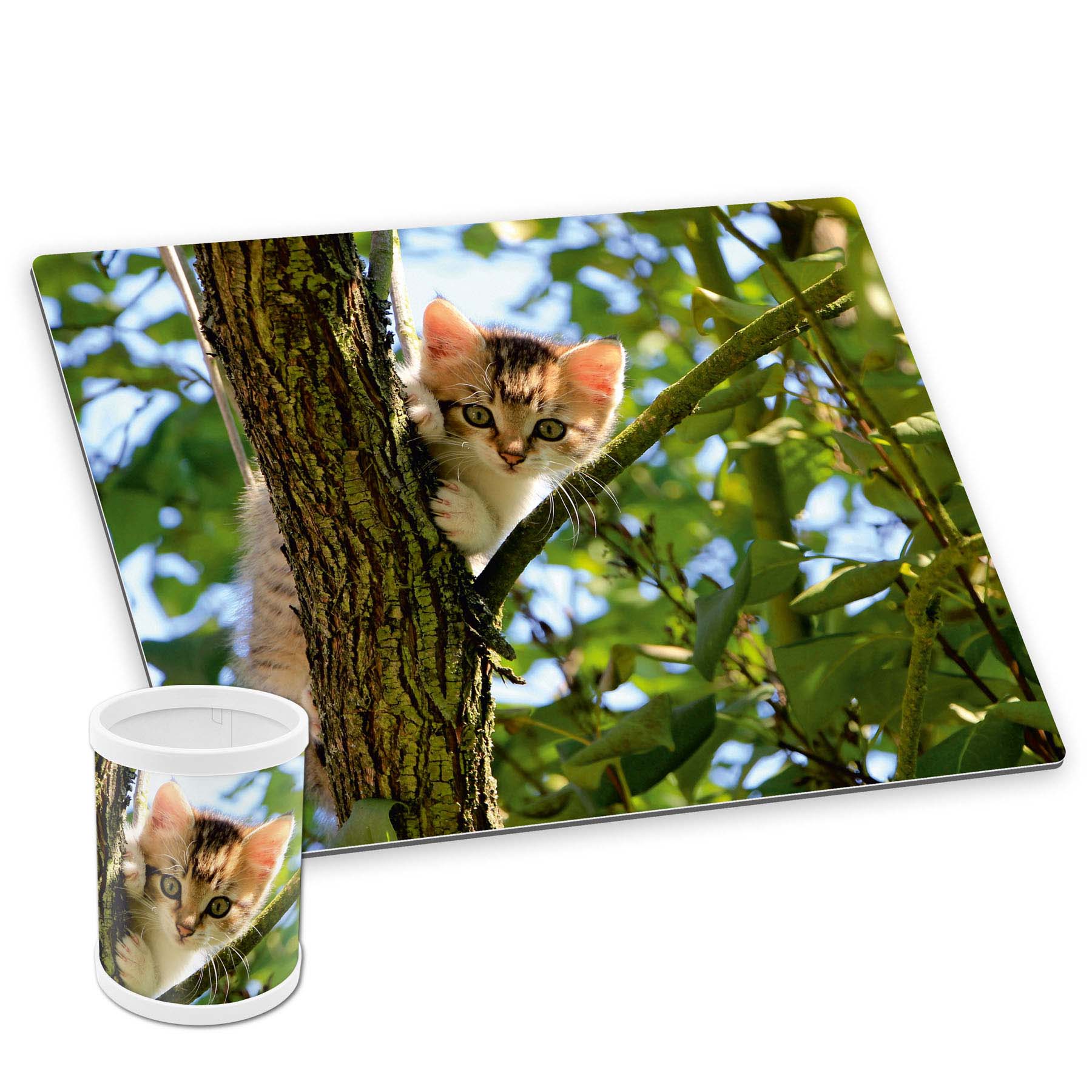 itenga Schreibunterlage Deluxe mit Stiftek�cher Motiv KATZE