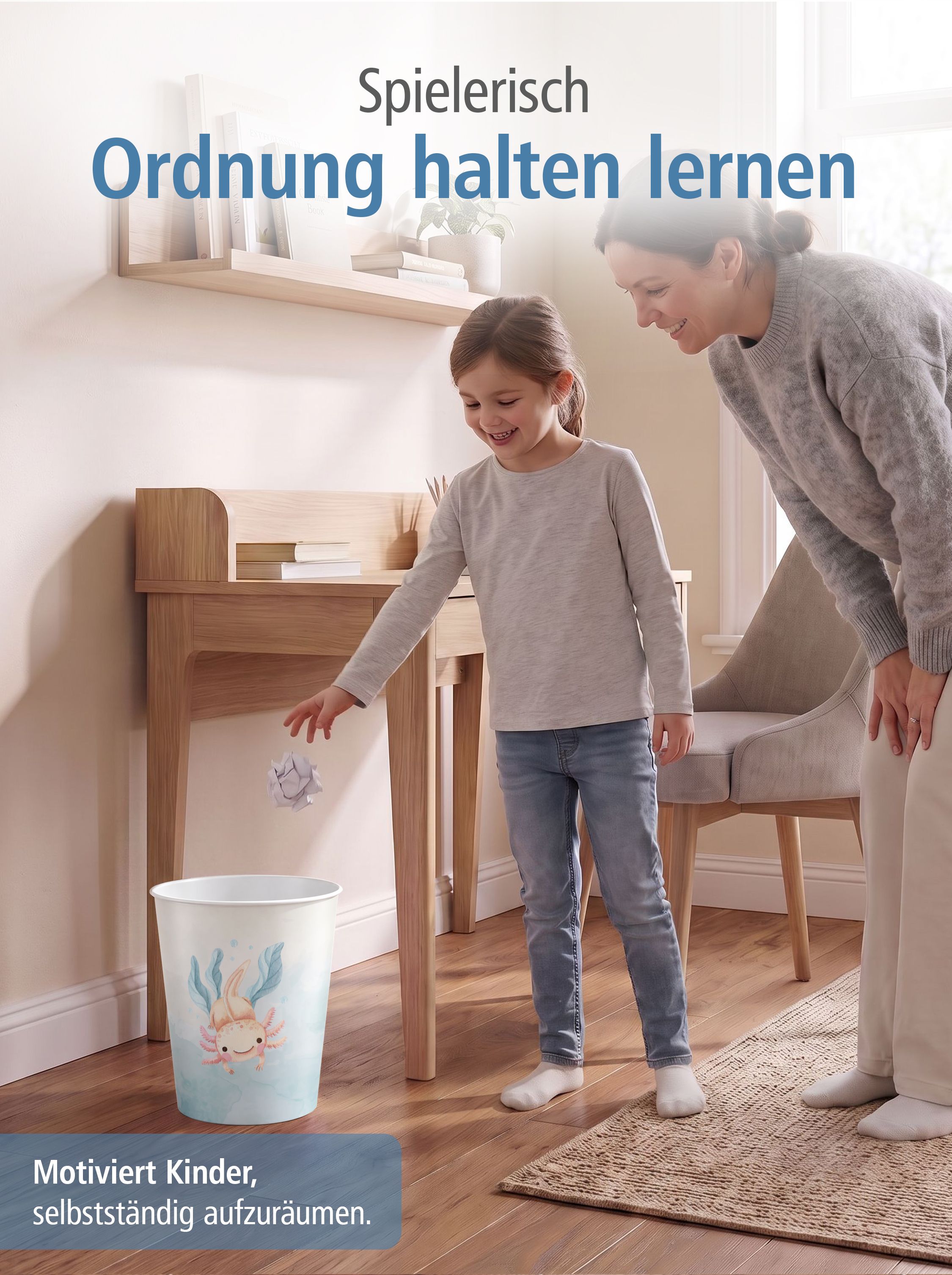 itenga Papierkorb f�r Kinder - Motiv Axolotl - ca. 11 L...