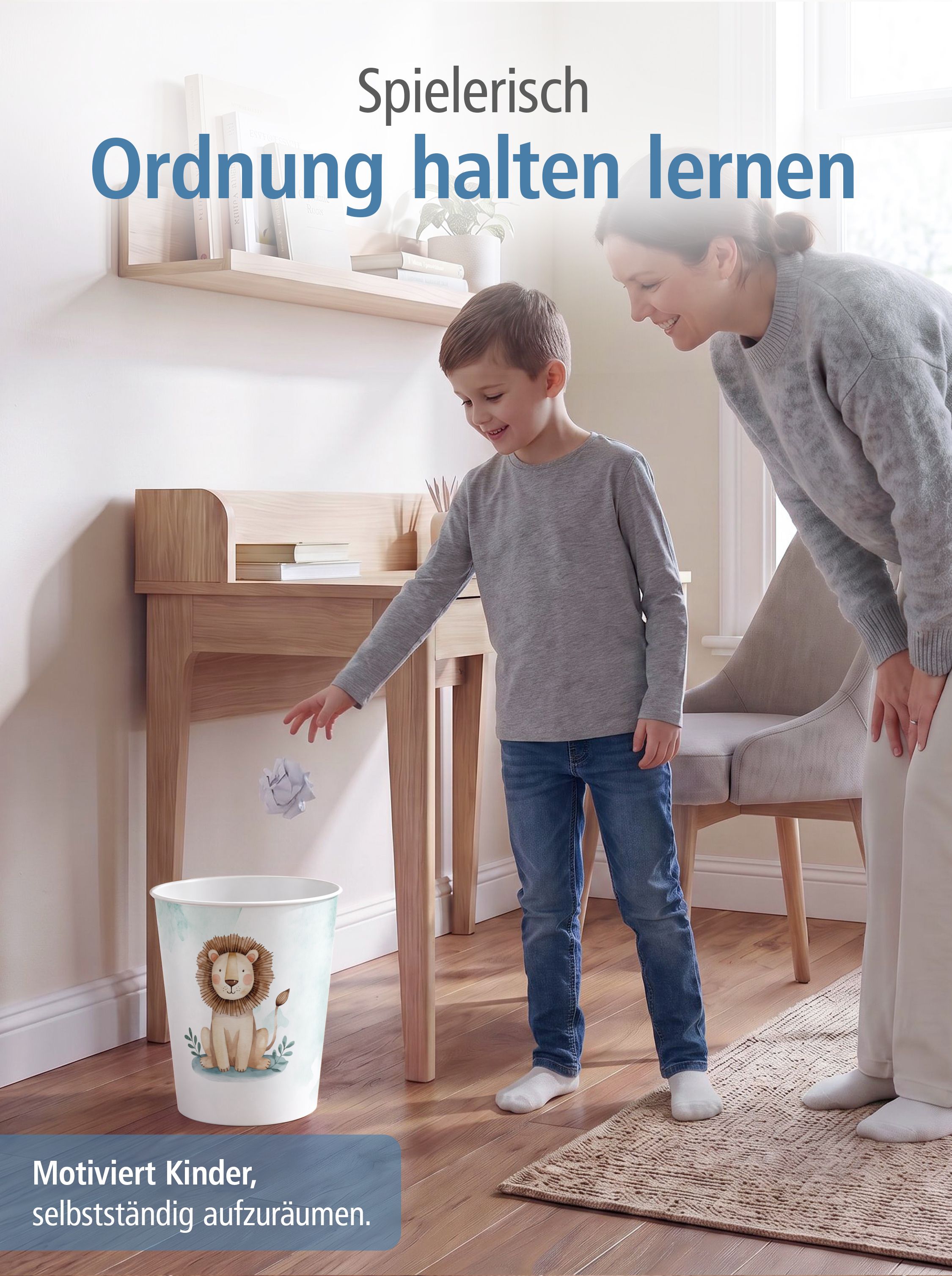 itenga Papierkorb f�r Kinder - Motiv L�WE - ca. 11 Liter