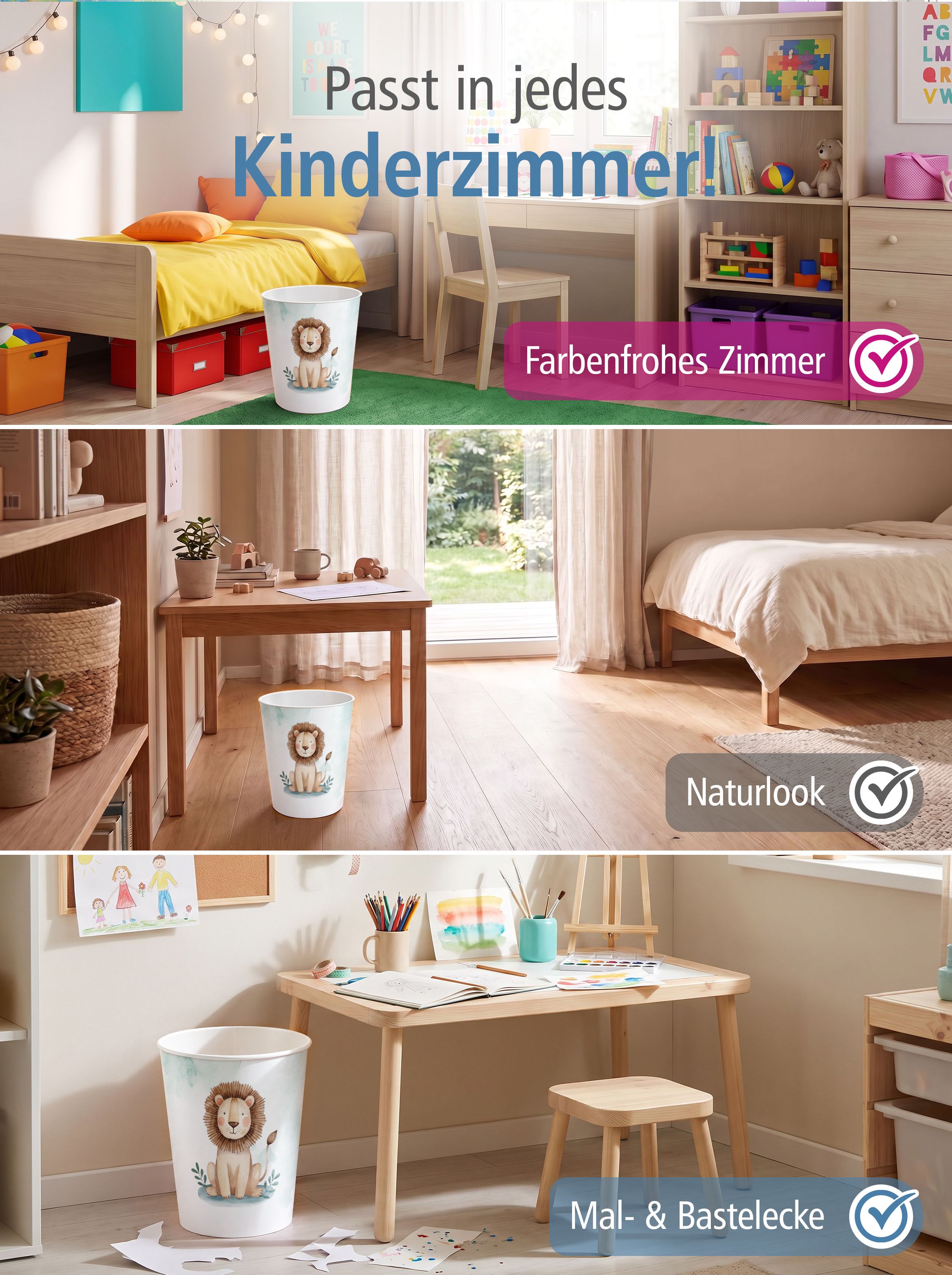 itenga Papierkorb f�r Kinder - Motiv L�WE - ca. 11 Liter