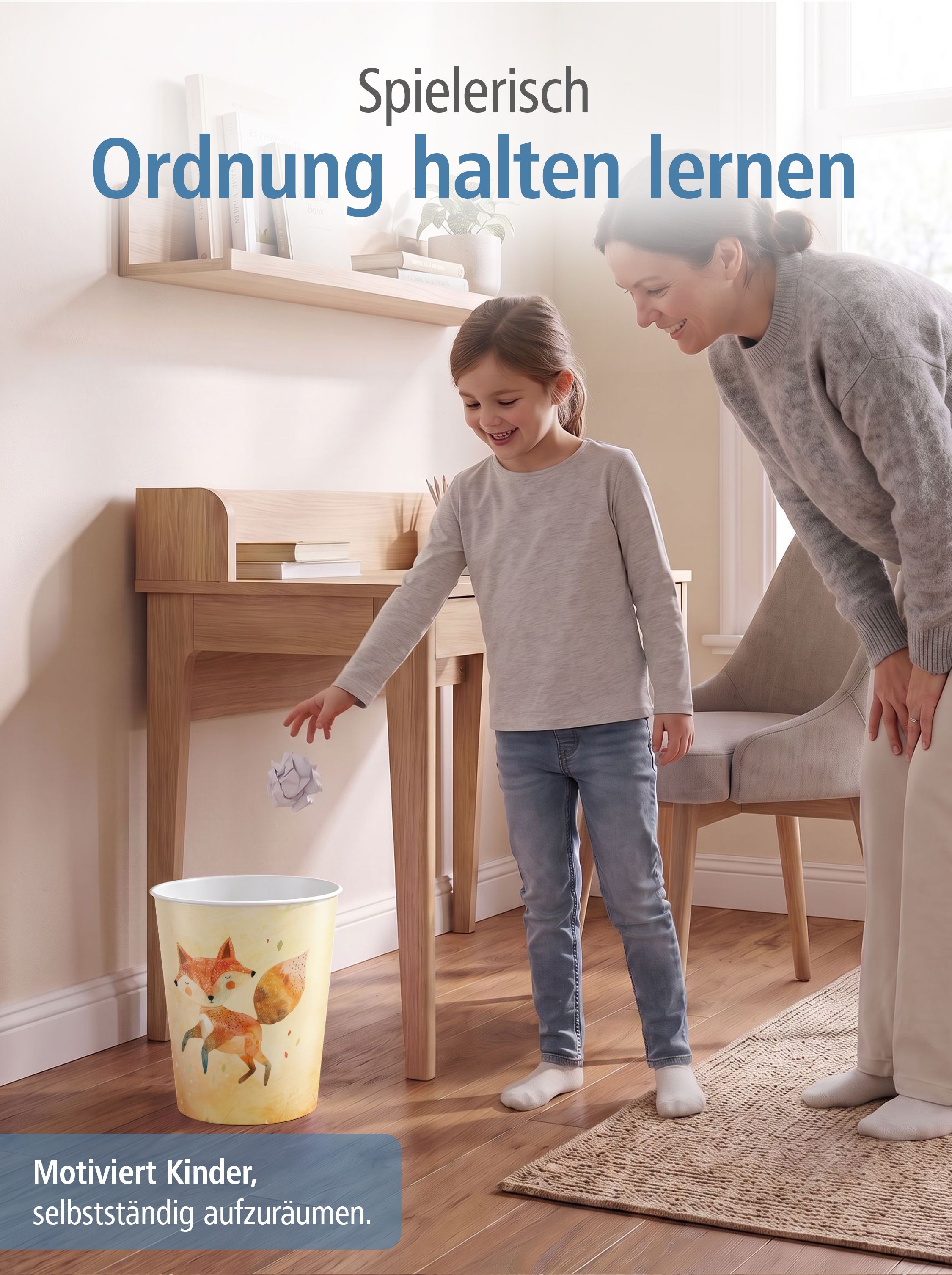 itenga Papierkorb f�r Kinder - Motiv FUCHS - ca. 11 Liter