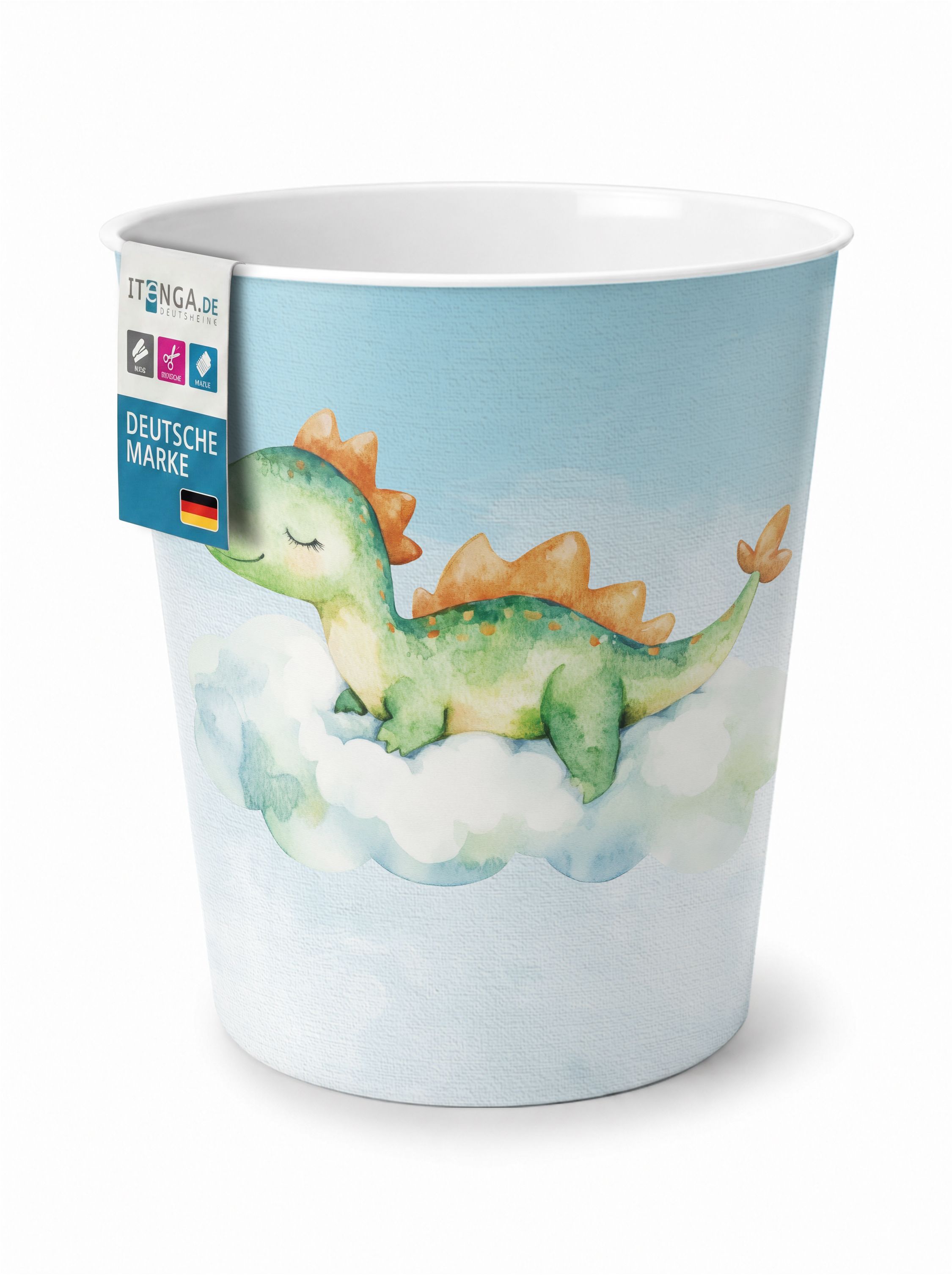itenga Papierkorb f�r Kinder - Motiv DINO Wasserfarben -...