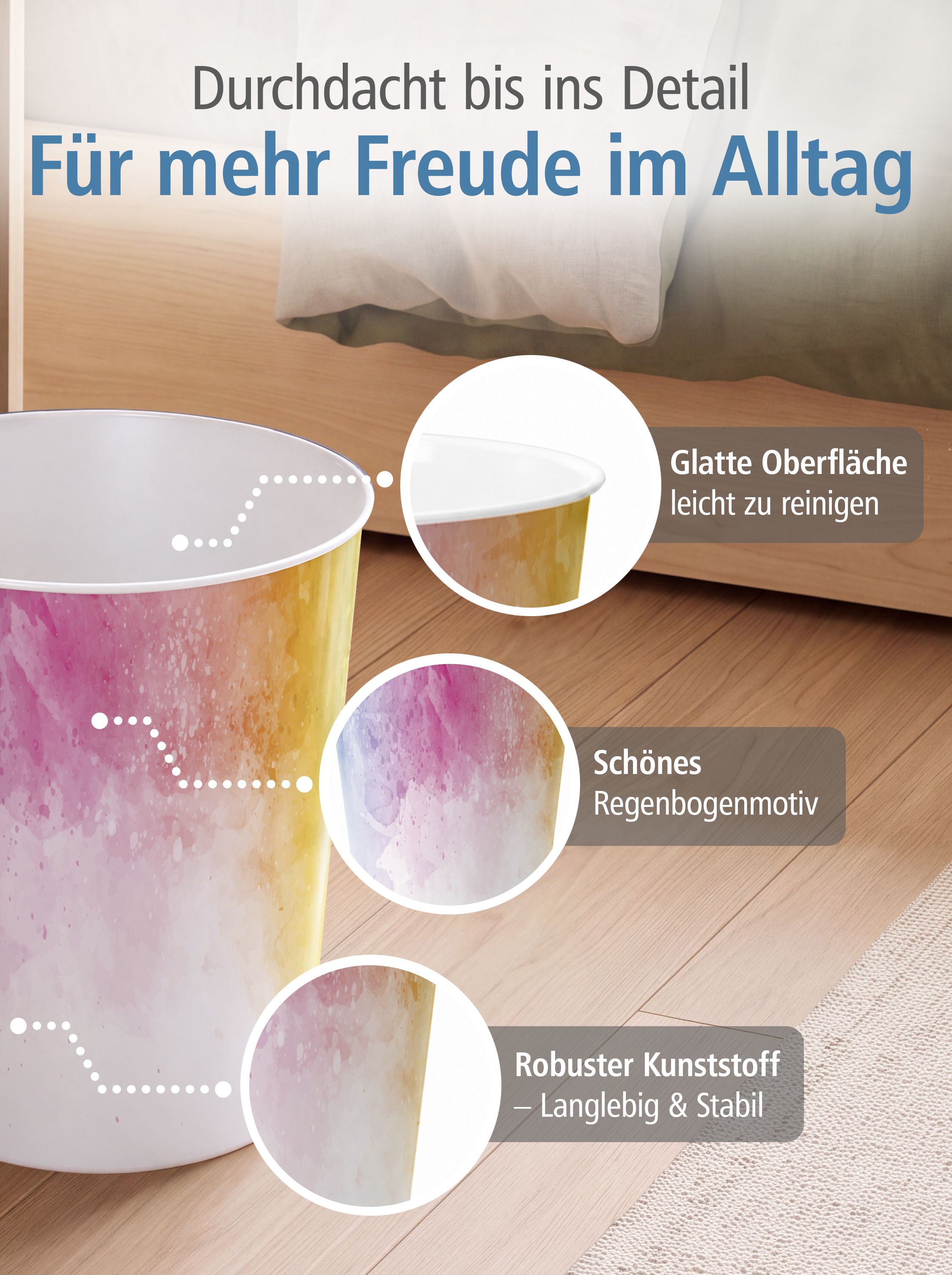 itenga Papierkorb - Motiv Regenbogen Wasserfarben - ca. ...