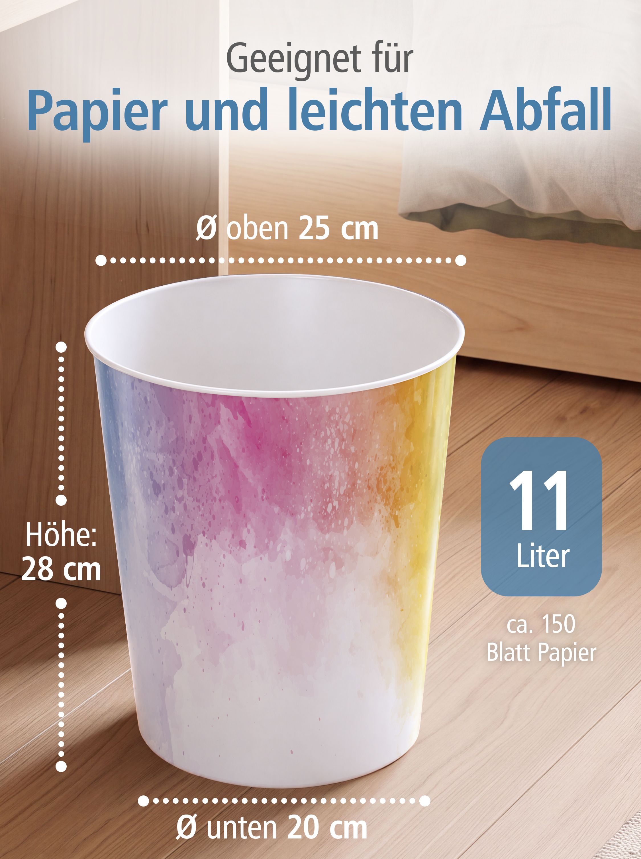 itenga Papierkorb - Motiv Regenbogen Wasserfarben - ca. ...