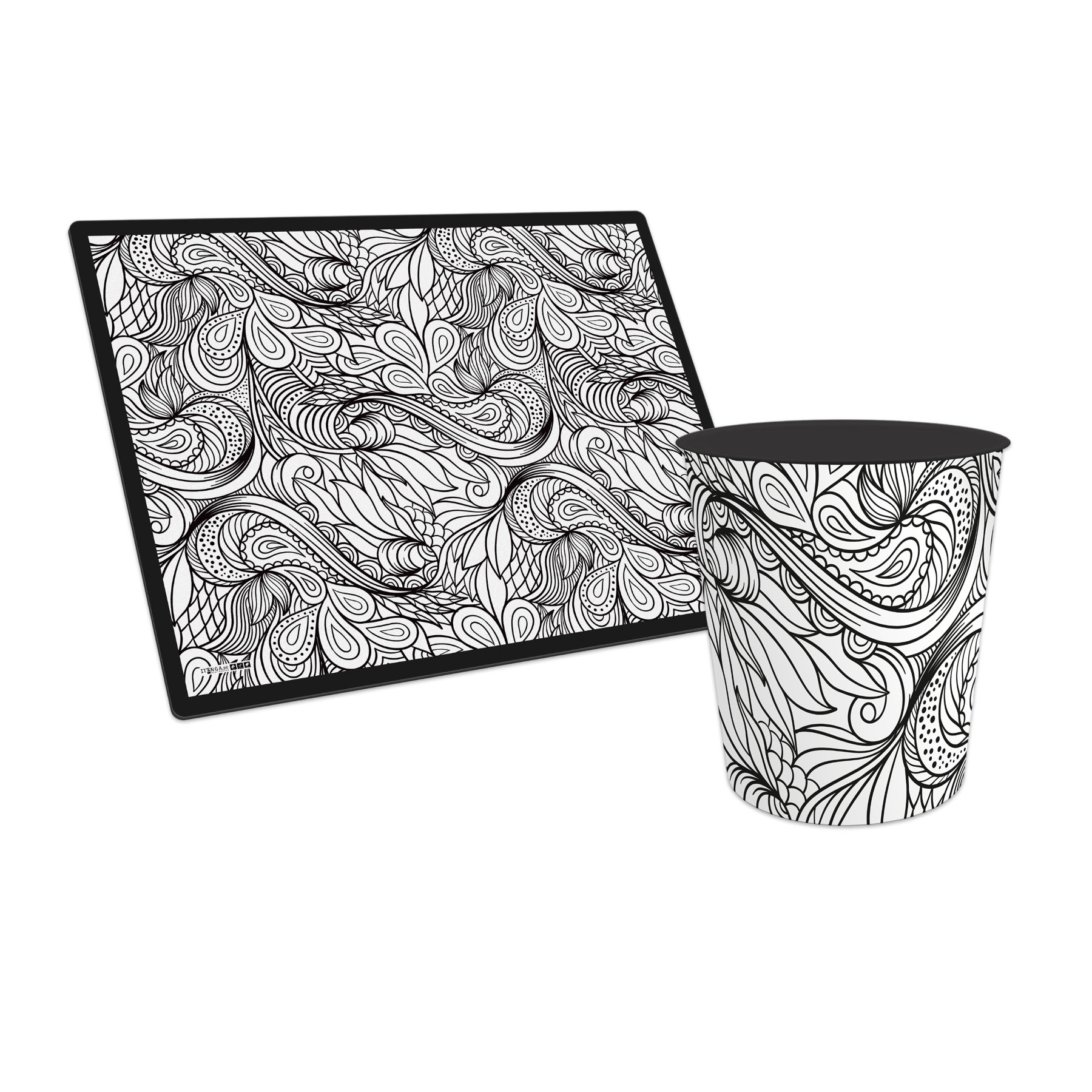itenga Papierkorb mit Schreibunterlage Motiv LINE ART Set