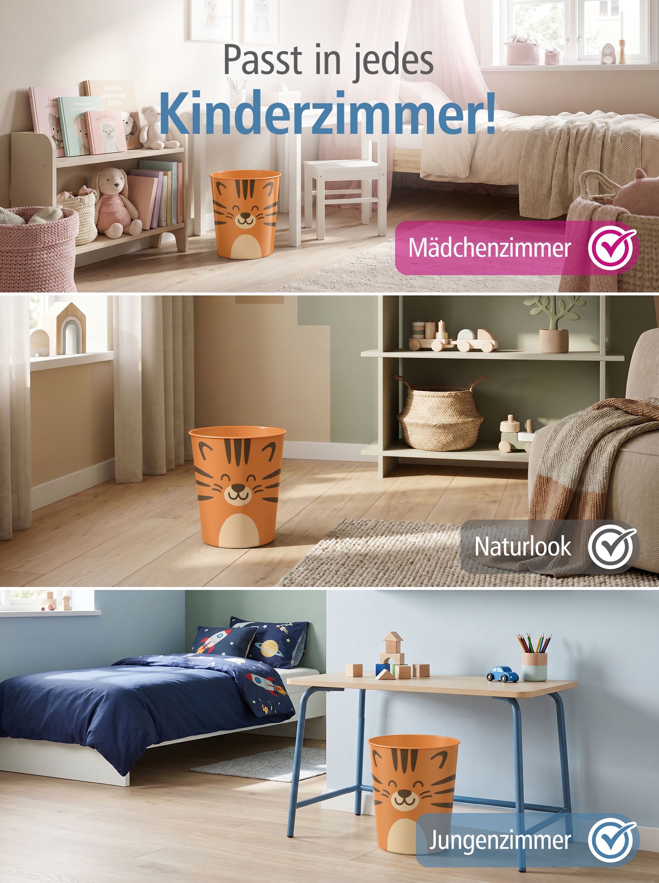 itenga Papierkorb Tiermotiv - TIGER - Kawaii Design - ca...