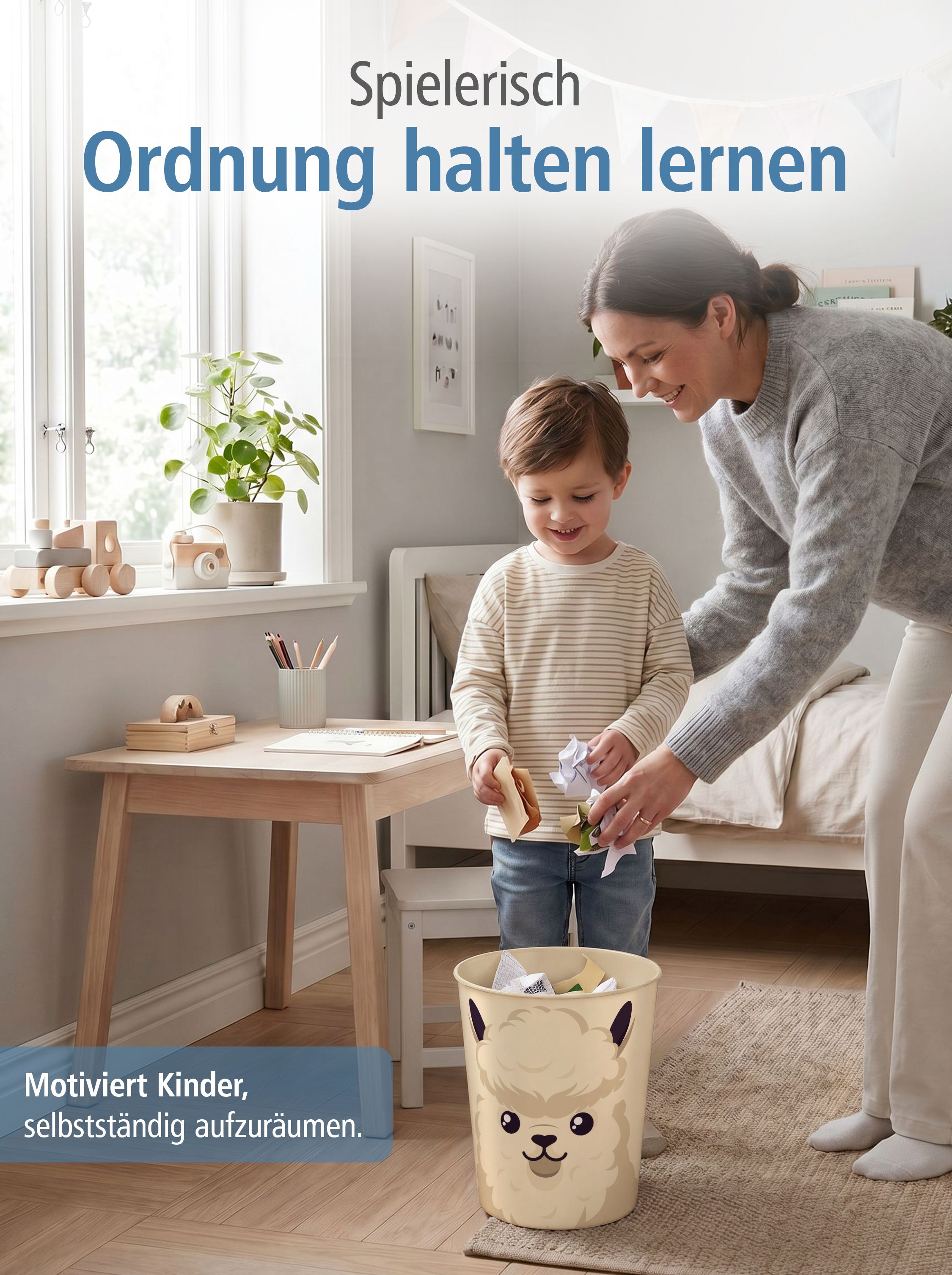 itenga Papierkorb Tiermotiv - ALPAKA / LAMA - Kawaii Des...