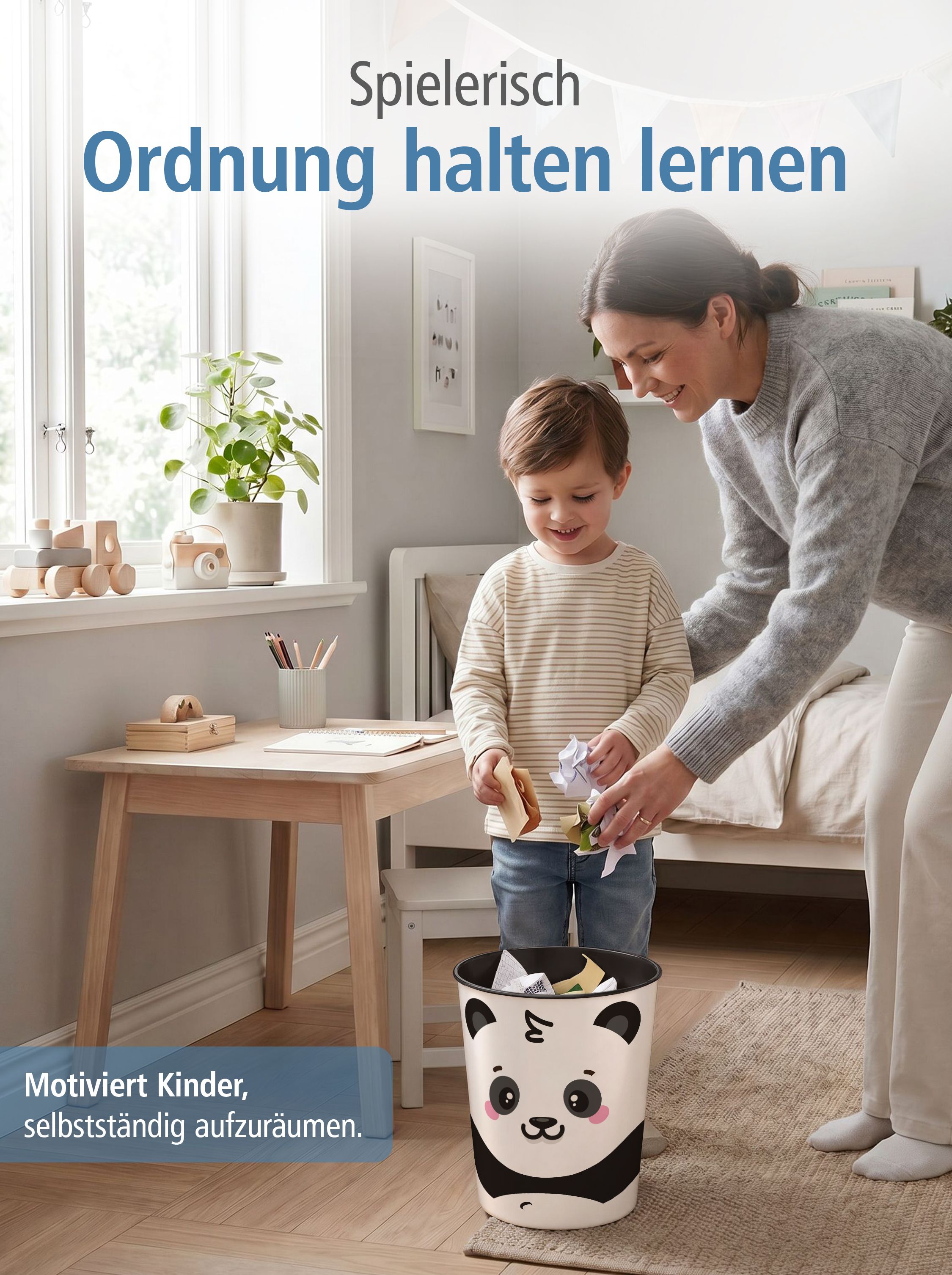 itenga Papierkorb Tiermotiv - PANDA - Kawaii Design - ca...