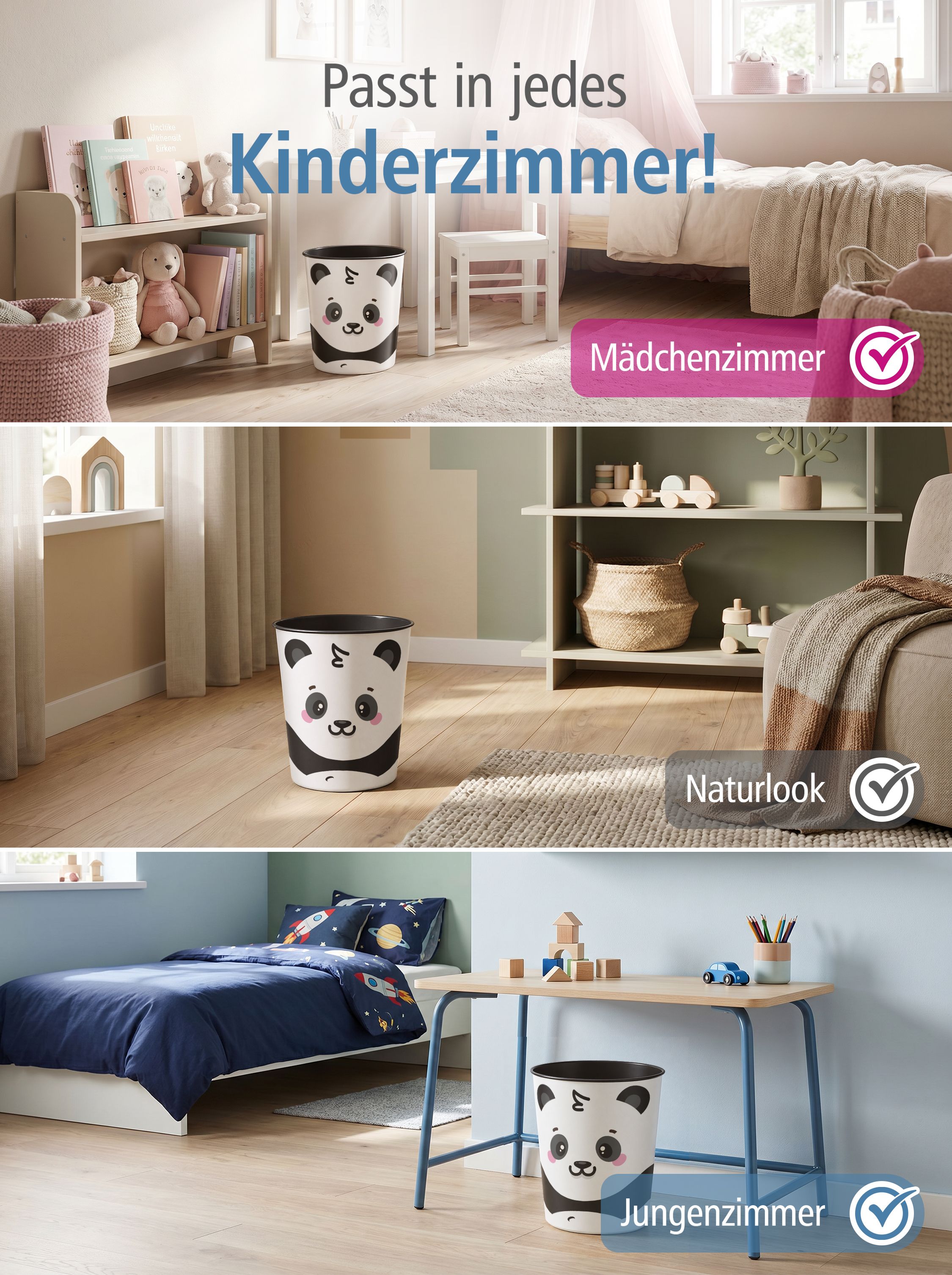 itenga Papierkorb Tiermotiv - PANDA - Kawaii Design - ca...