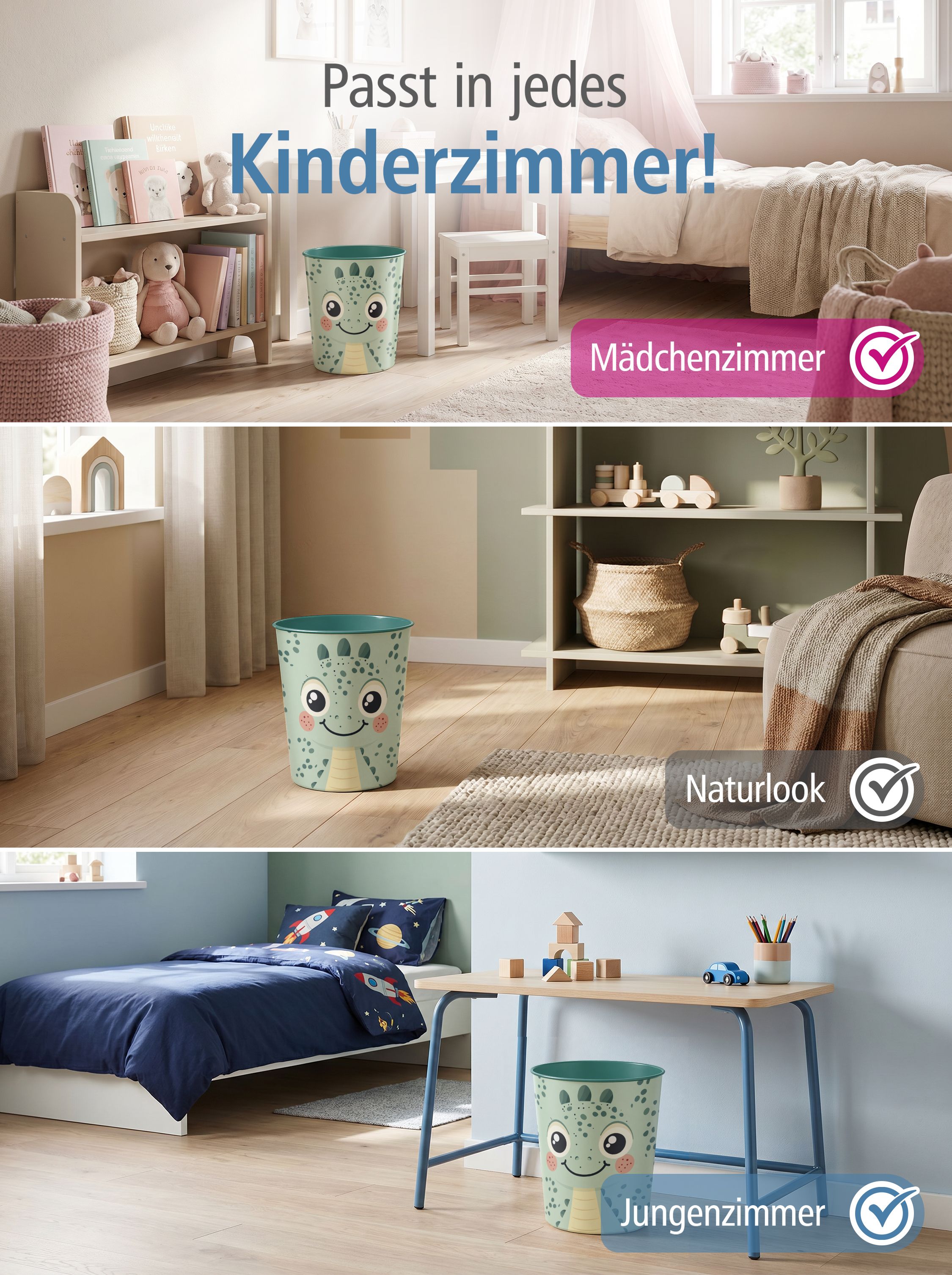 itenga Papierkorb Tiermotiv - DINO - Kawaii Design - ca ...