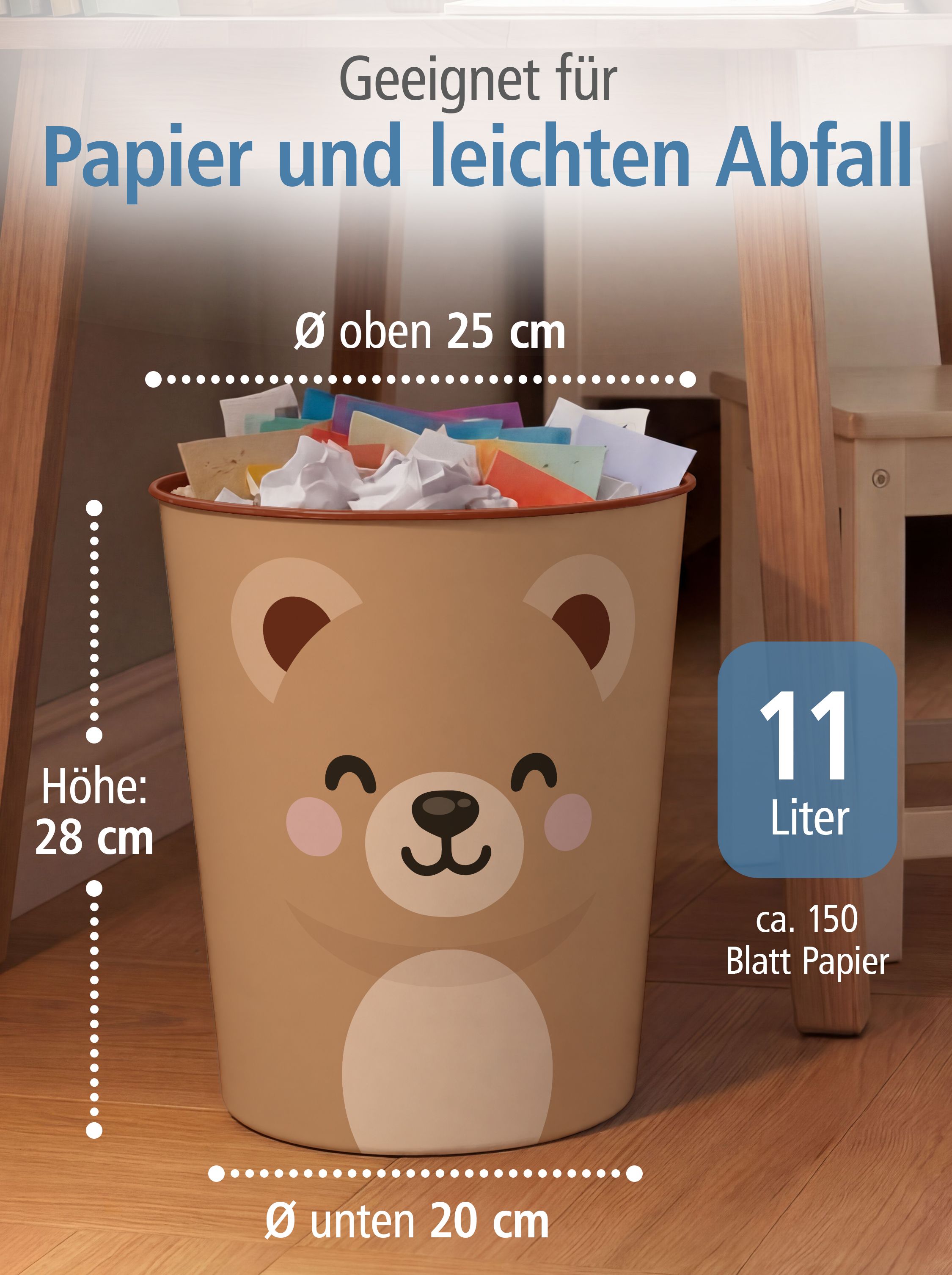 itenga Papierkorb Tiermotiv - B�R - Kawaii Design - ca 1...