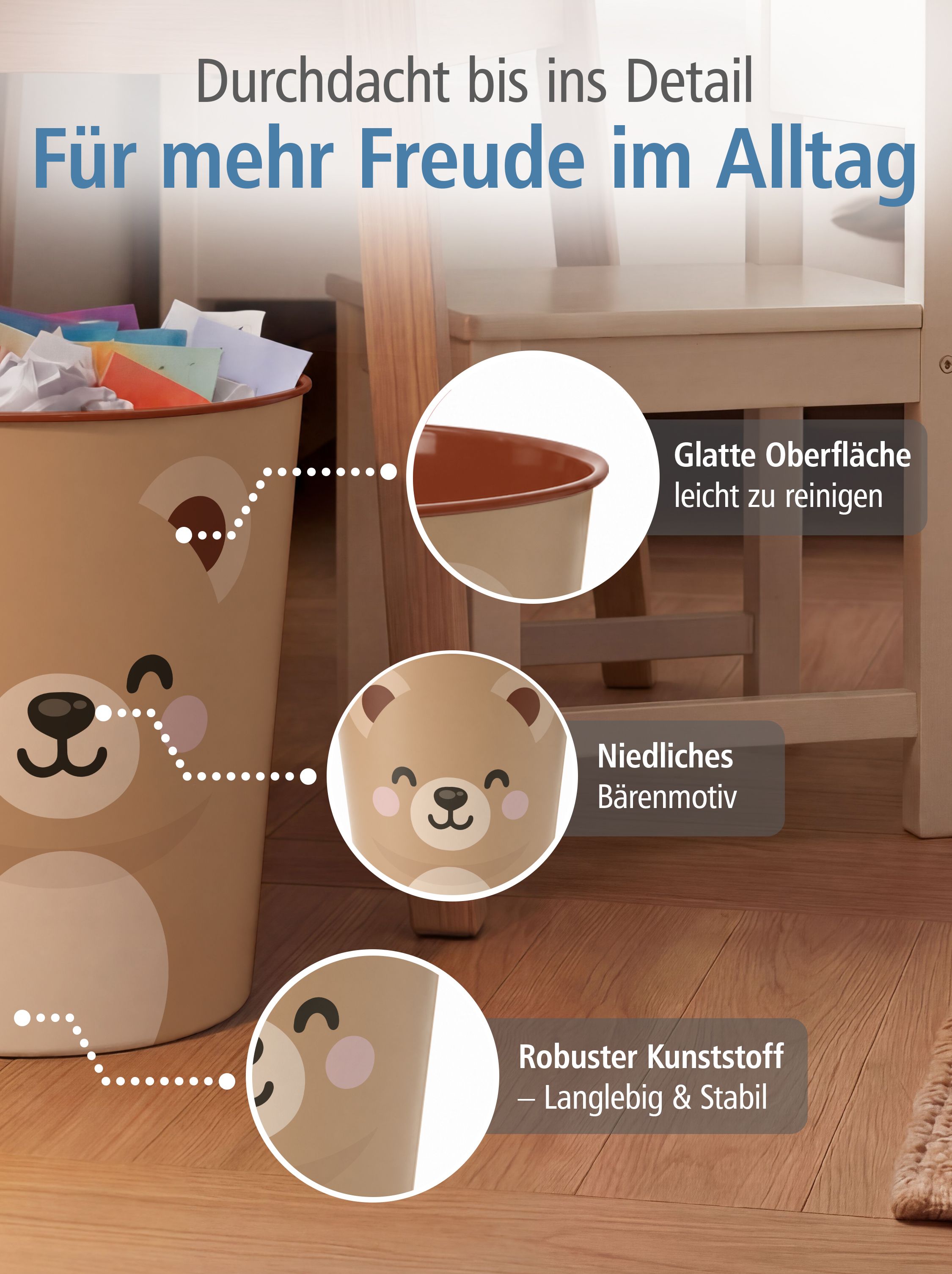 itenga Papierkorb Tiermotiv - B�R - Kawaii Design - ca 1...