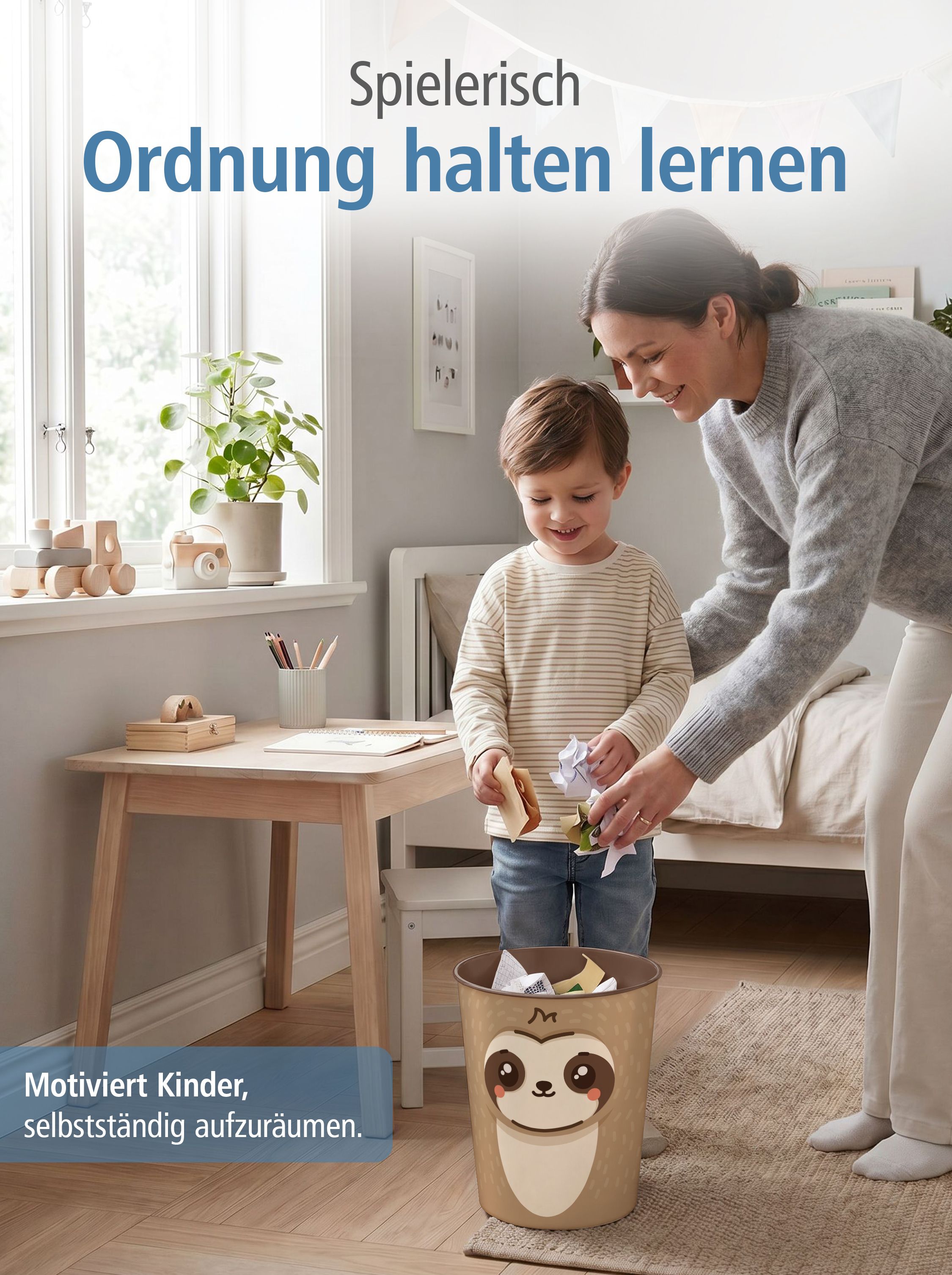 itenga Papierkorb Tiermotiv - FAULTIER - Kawaii Design -...