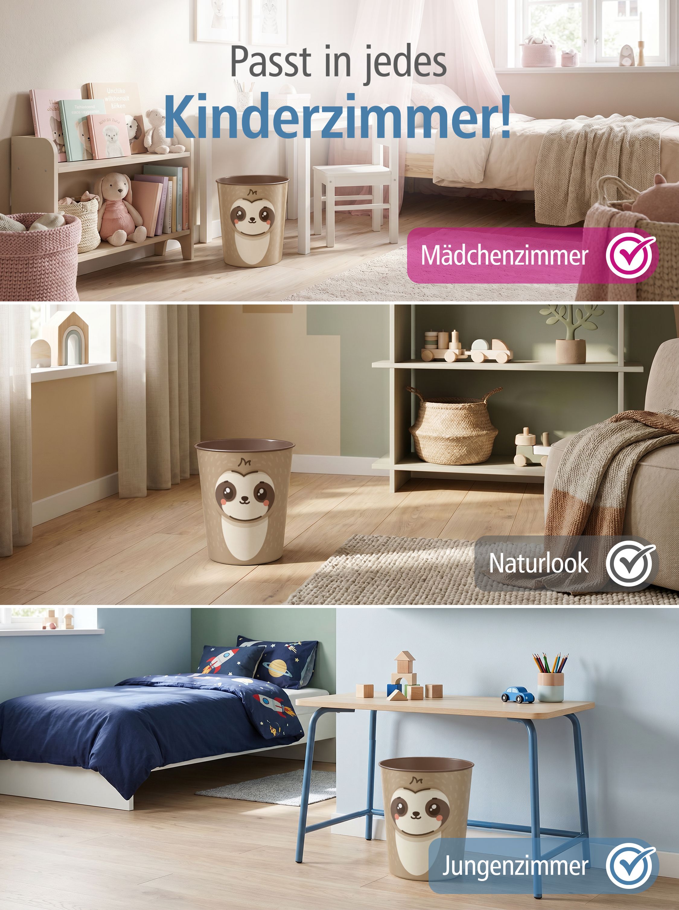itenga Papierkorb Tiermotiv - FAULTIER - Kawaii Design -...