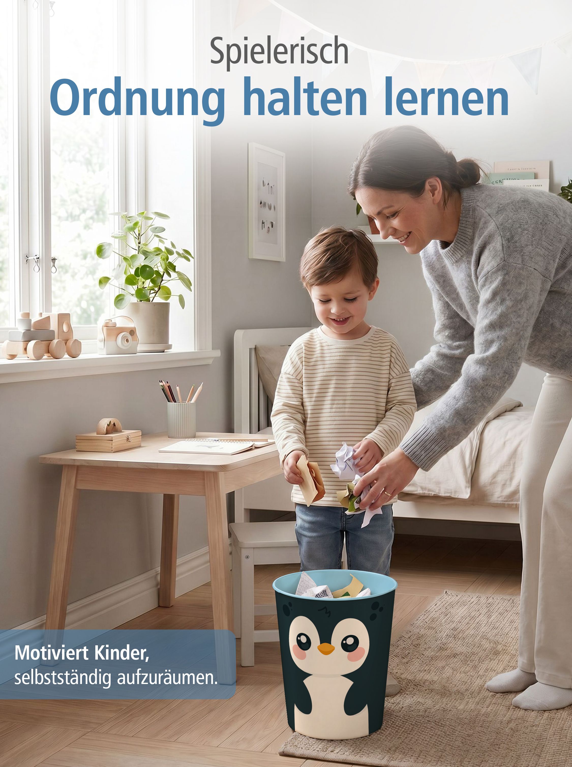 itenga Papierkorb Tiermotiv - PINGUIN - Kawaii Design - ...