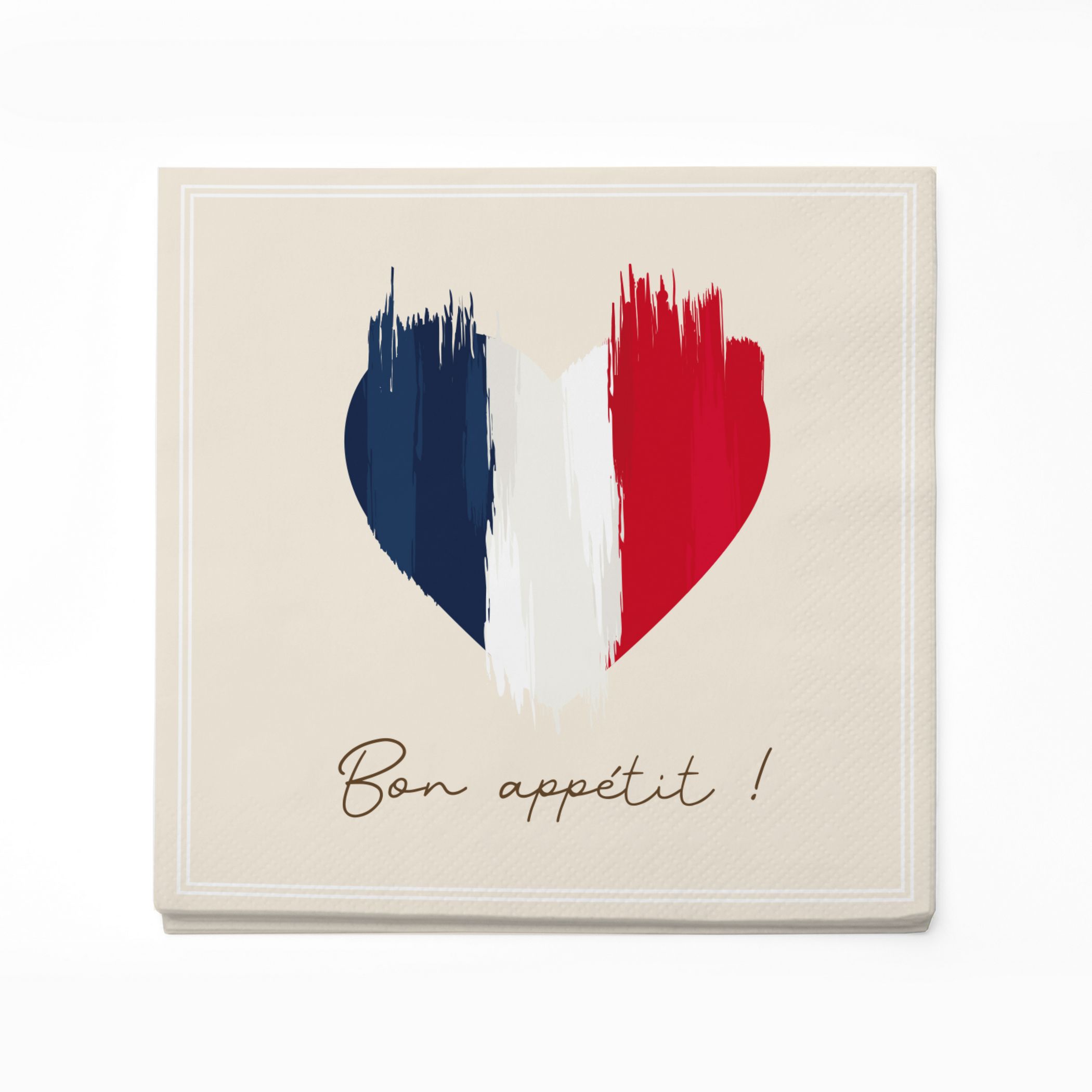 itenga 40x Serviette Herz Flagge FRANKREICH