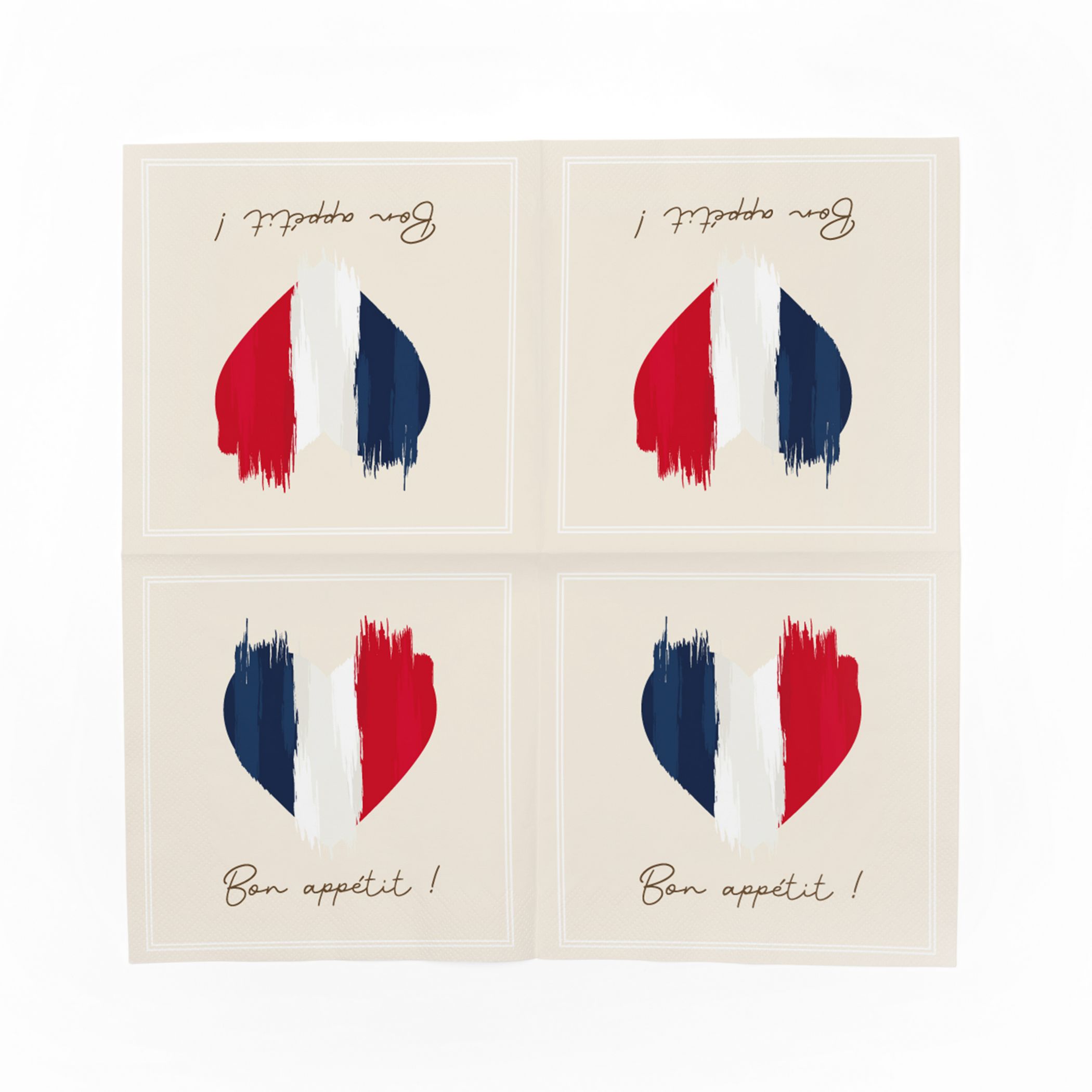 itenga 40x Serviette Herz Flagge FRANKREICH