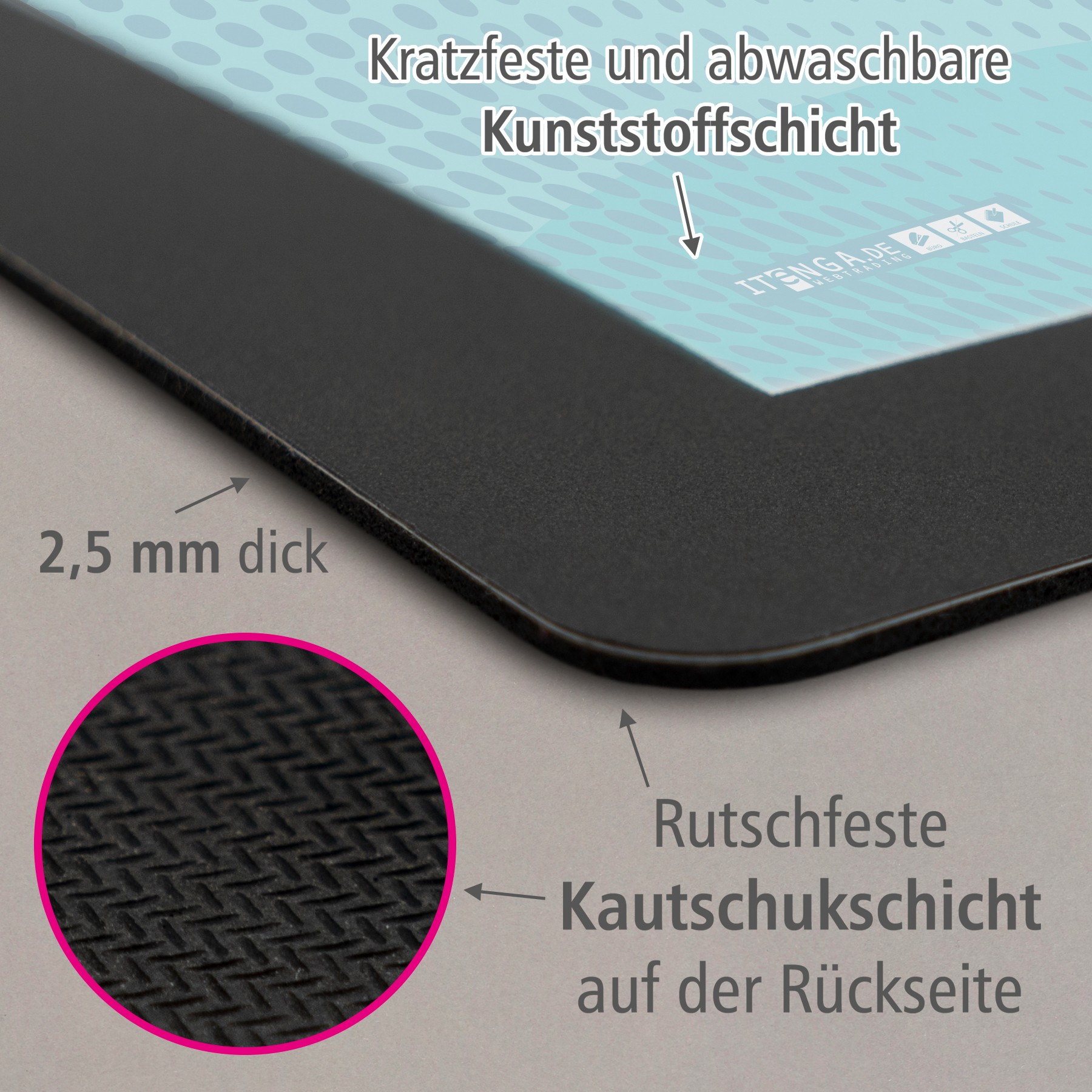 ITENGA Papierkorb Schreibtischunterlage Mauspad Set - ca...