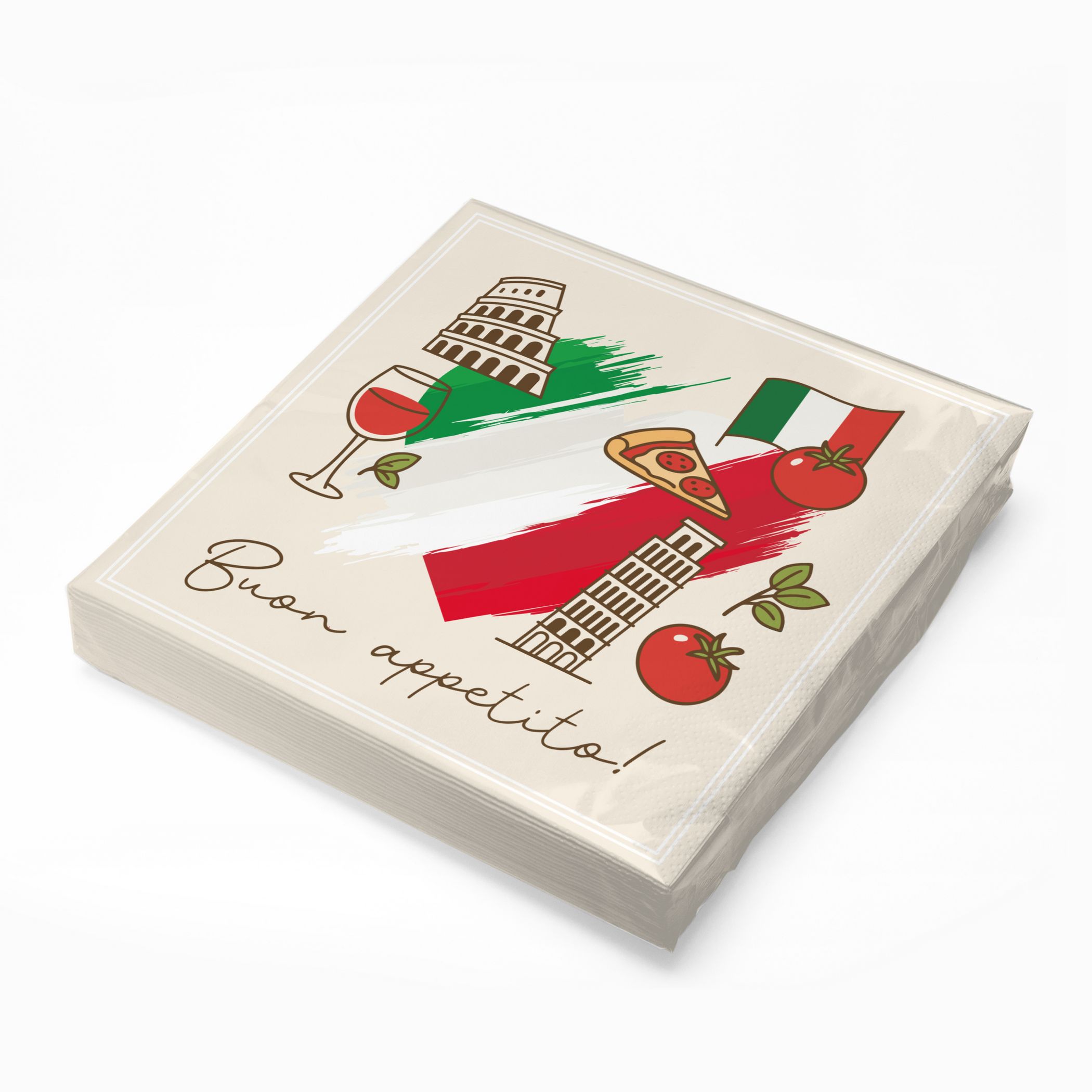itenga 20x Serviette Herz Flagge mit Bildern ITALIEN v2