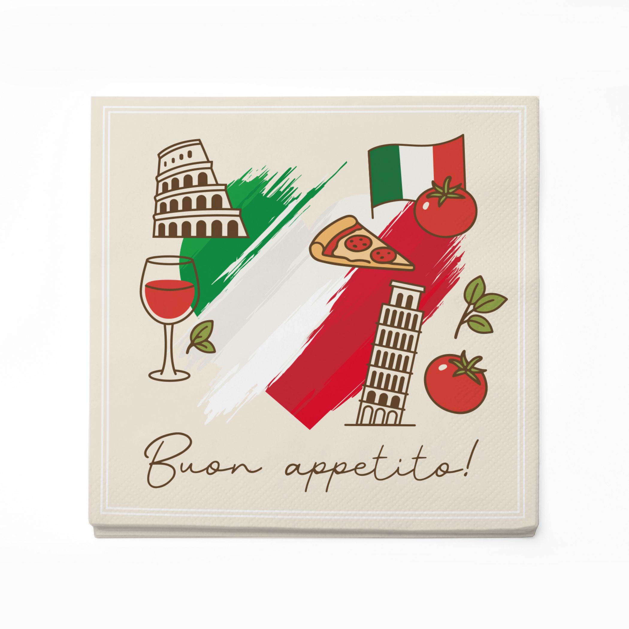 itenga 20x Serviette Herz Flagge mit Bildern ITALIEN v2
