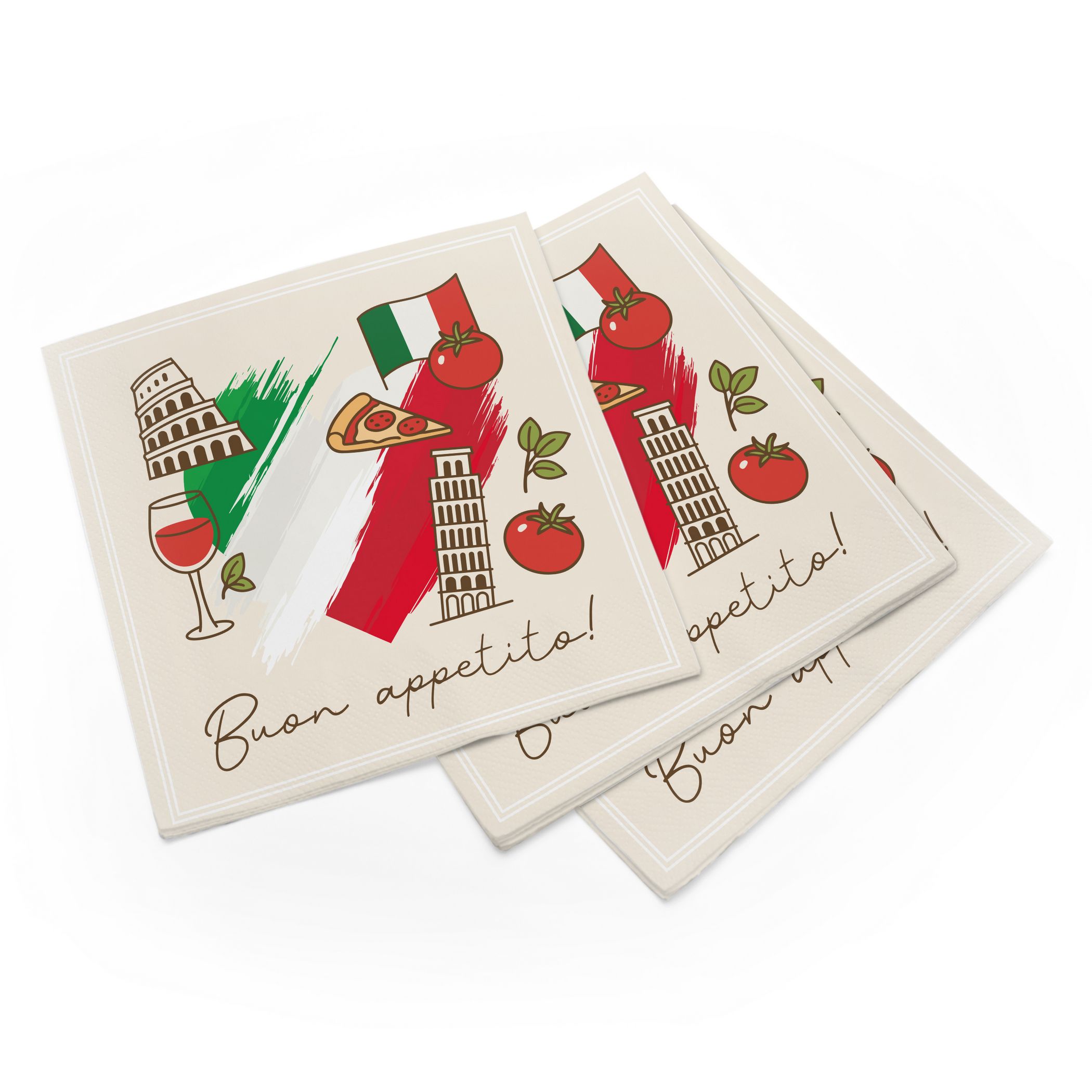 itenga 20x Serviette Herz Flagge mit Bildern ITALIEN v2