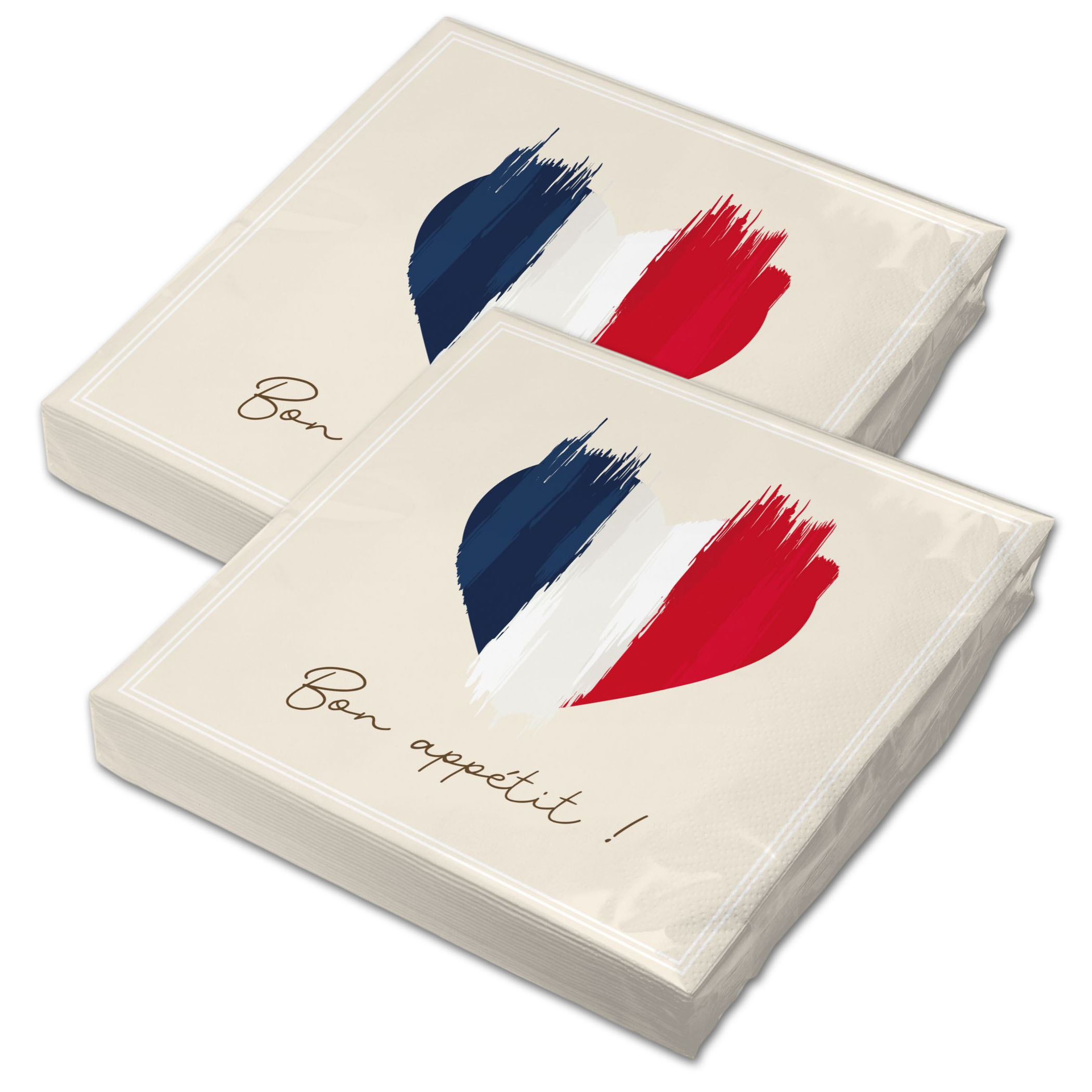 itenga 40x Serviette Herz Flagge FRANKREICH