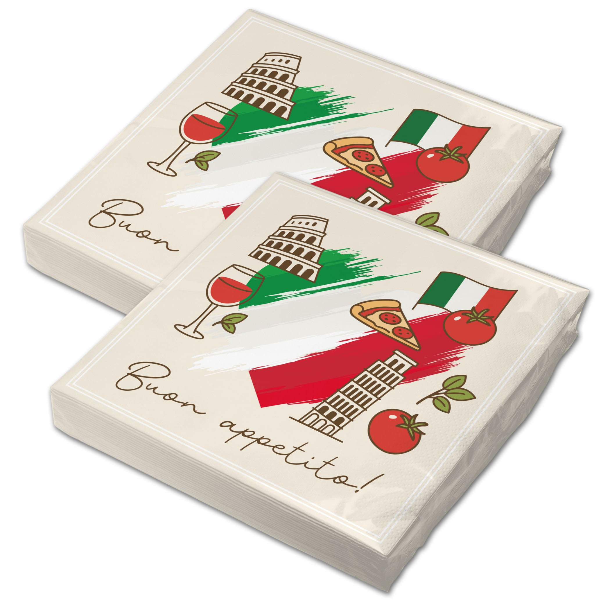 itenga 40x Serviette Herz Flagge mit Bildern ITALIEN v2