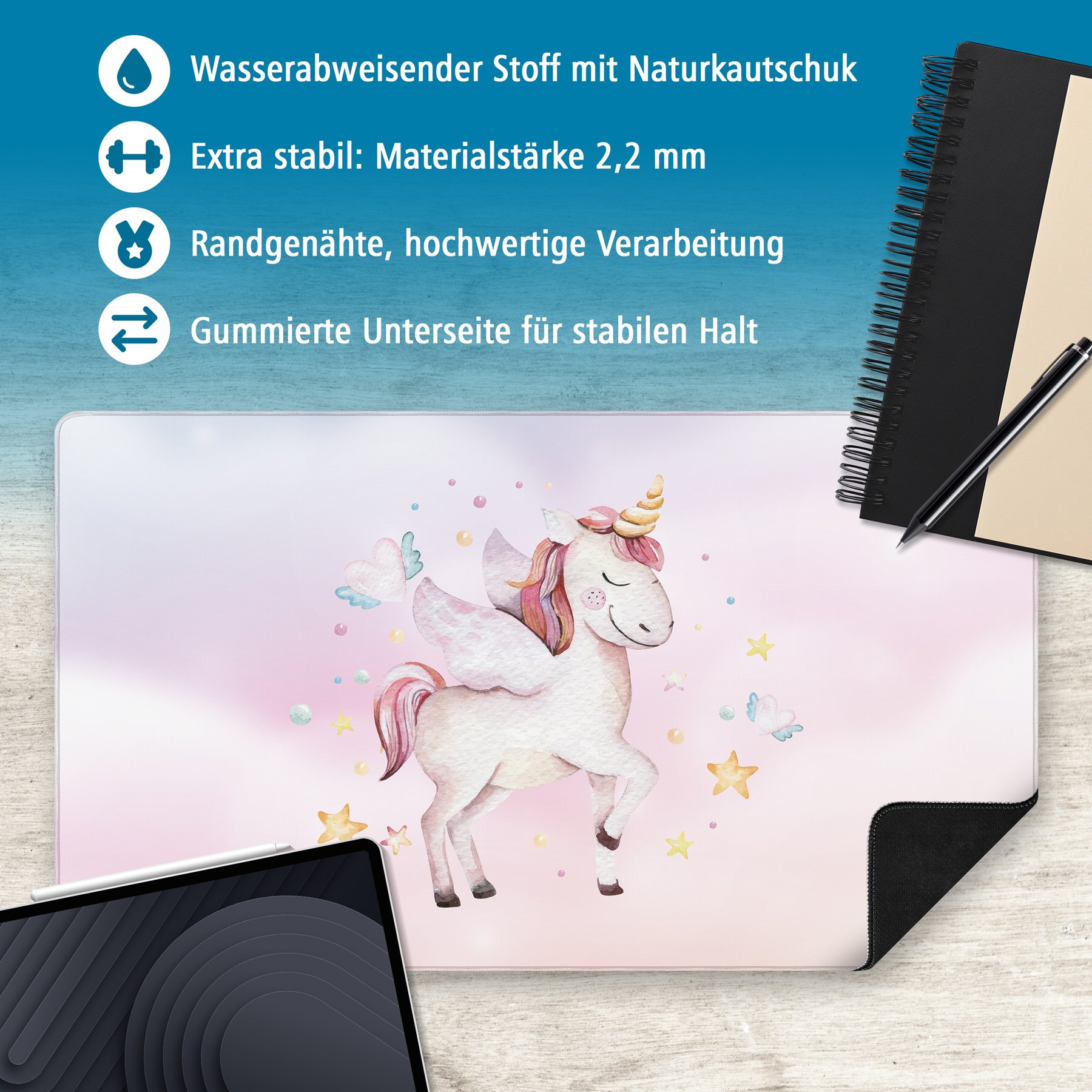 itenga XXL Mauspad Schreibtischunterlage Stoff gummiert ...