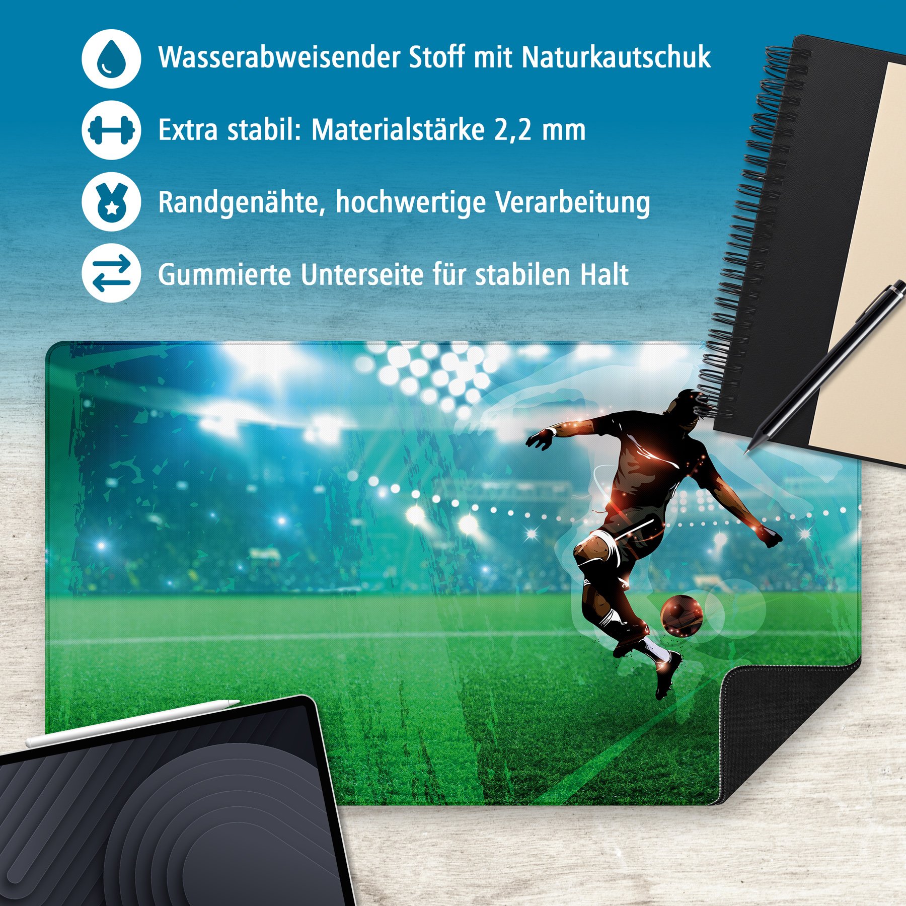 itenga XXL Mauspad Schreibtischunterlage Stoff gummiert ...