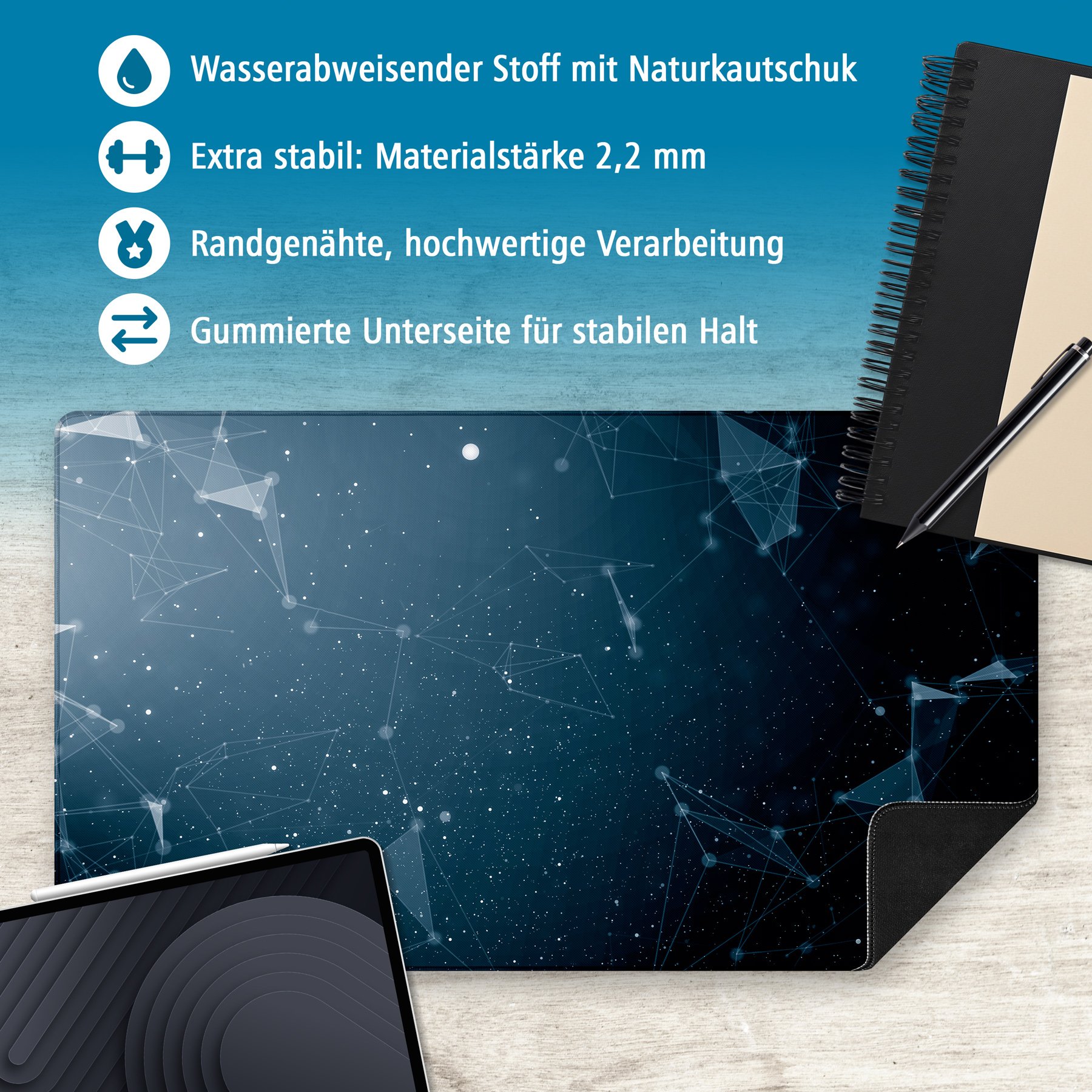 itenga XXL Mauspad Schreibtischunterlage Stoff gummiert ...
