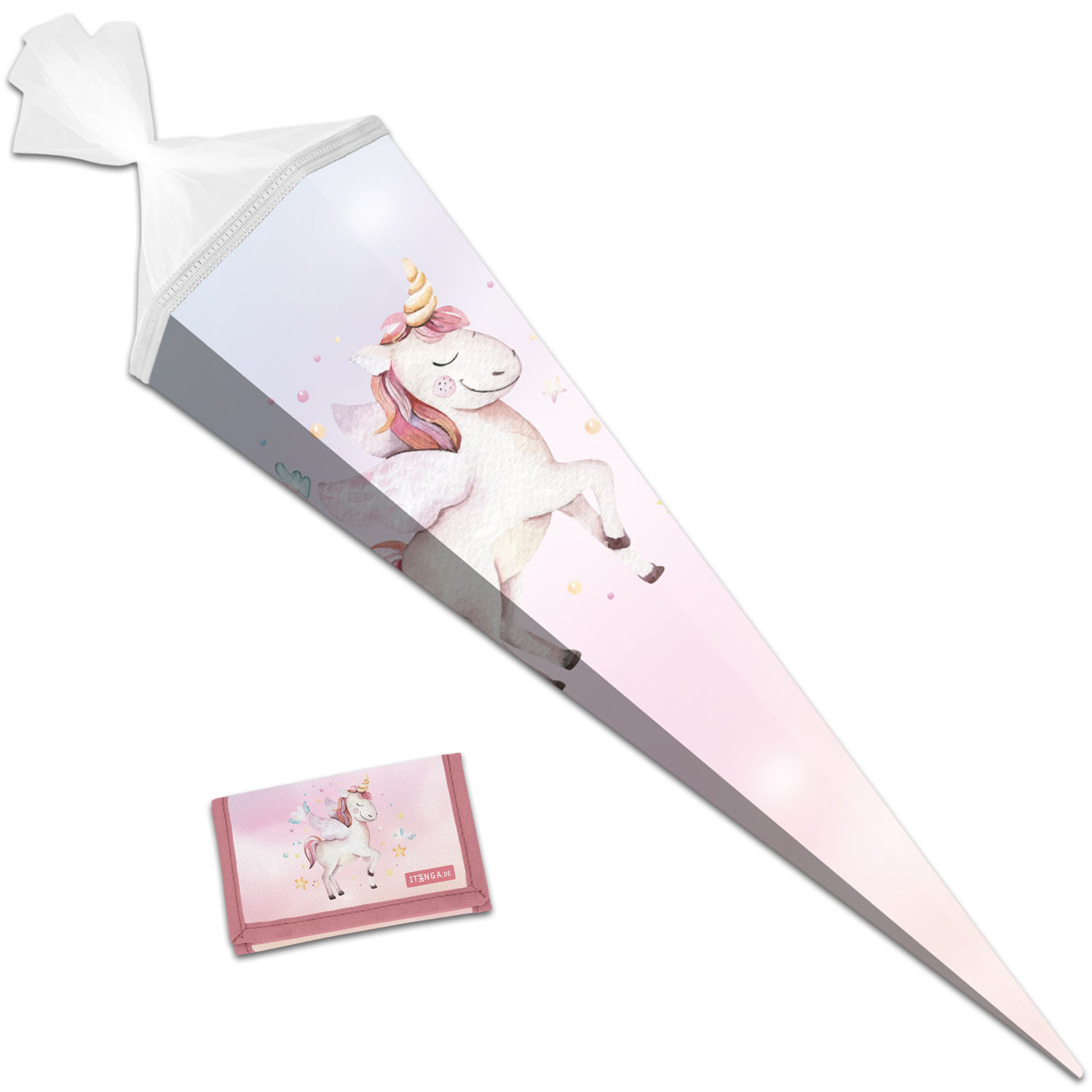 itenga Schult�te 85cm mit Brustbeutel Set EINHORN AQUARELL