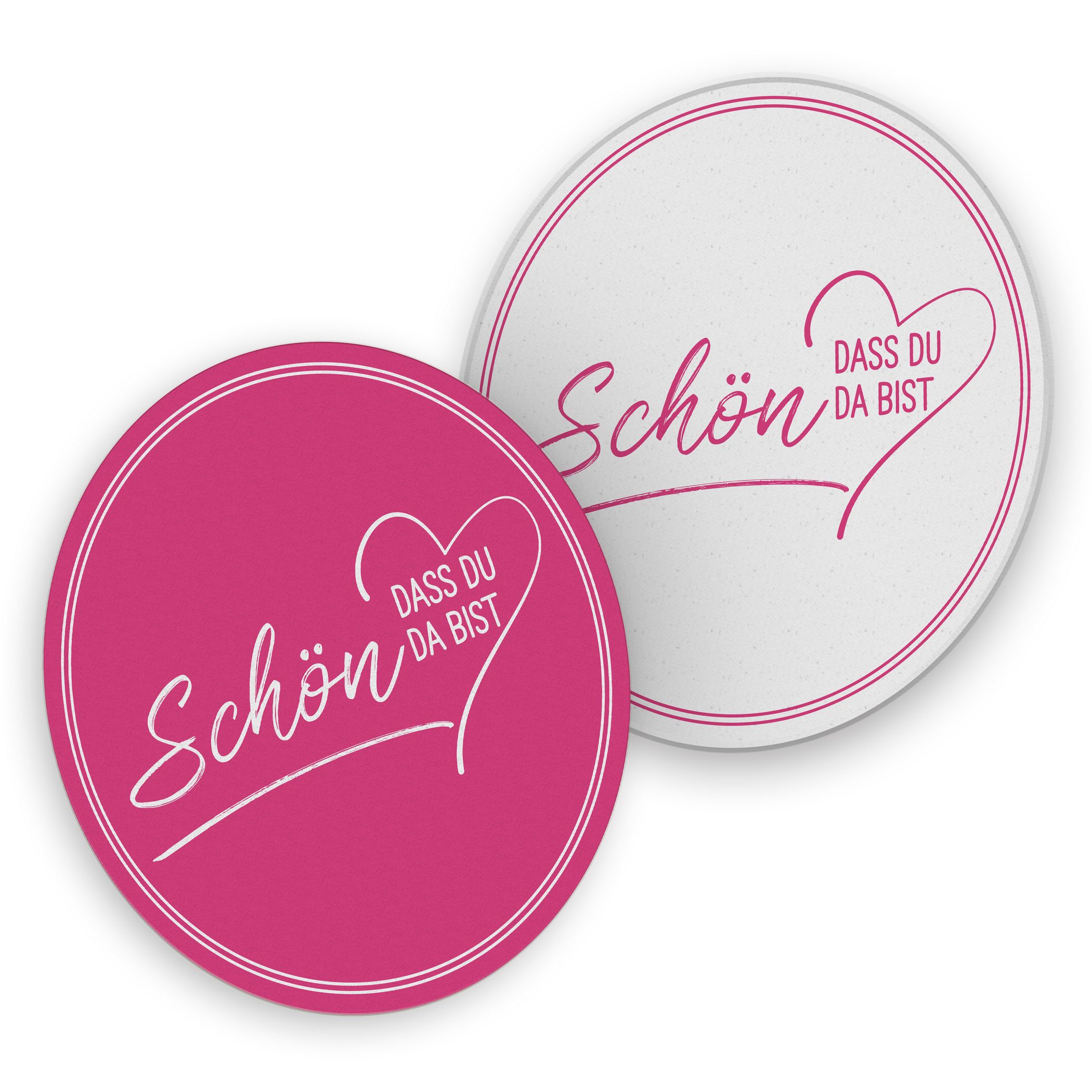 ITENGA 40x Bierdeckel rund Sch�n dass du da bist V2 pink
