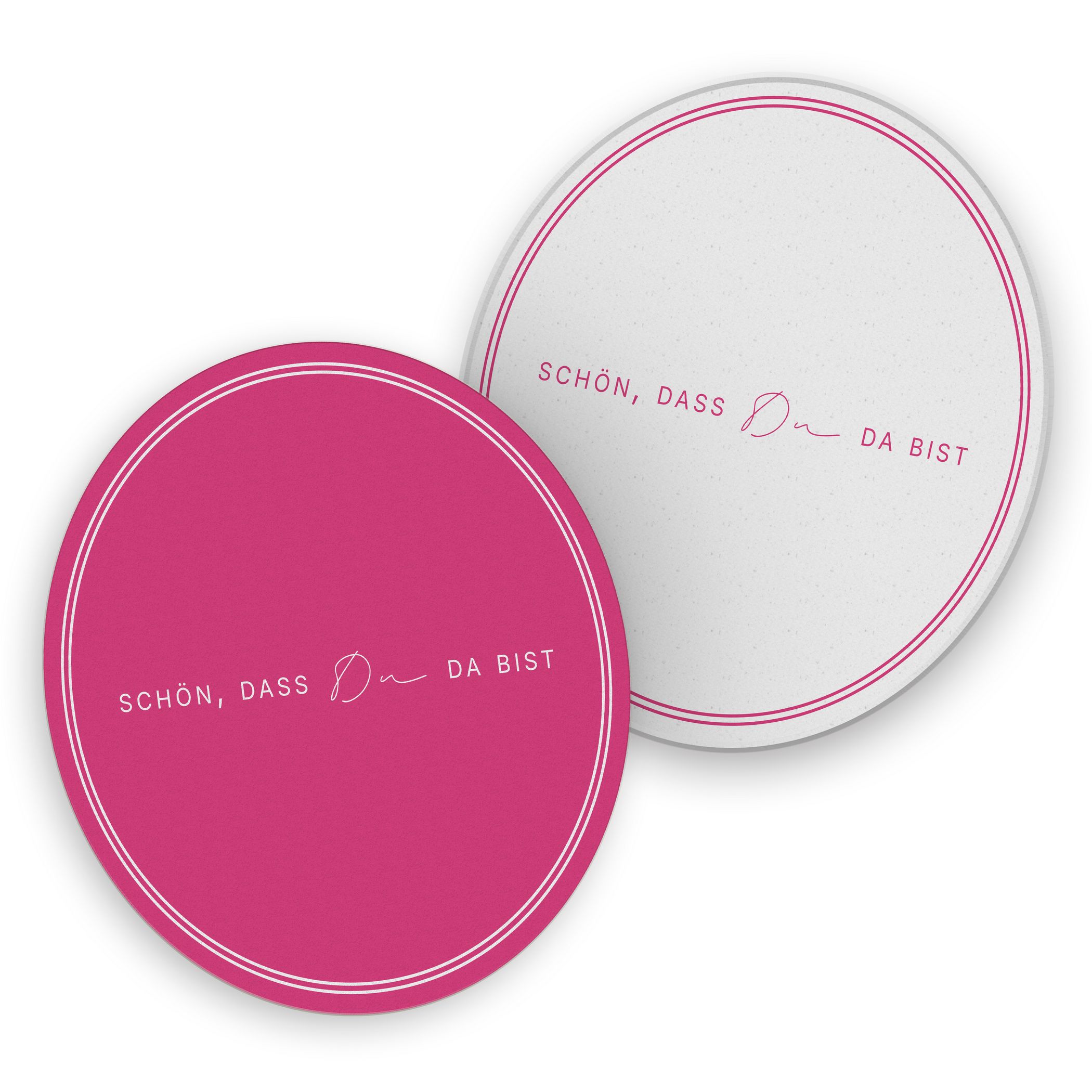 ITENGA 40x Bierdeckel rund Sch�n dass du da bist V3 pink