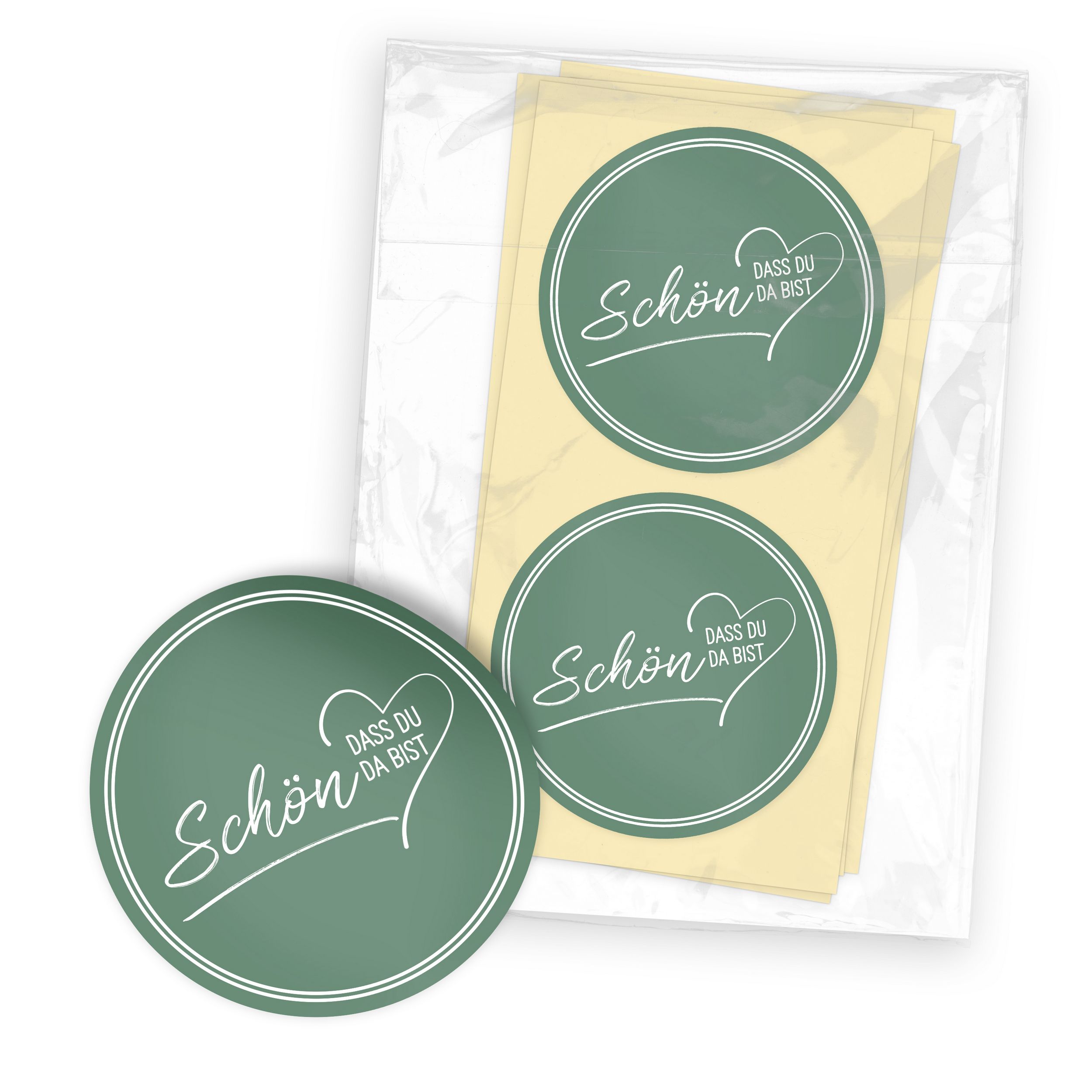 ITENGA 24x Aufkleber Sticker 4cm rund Sch�n dass du da b...