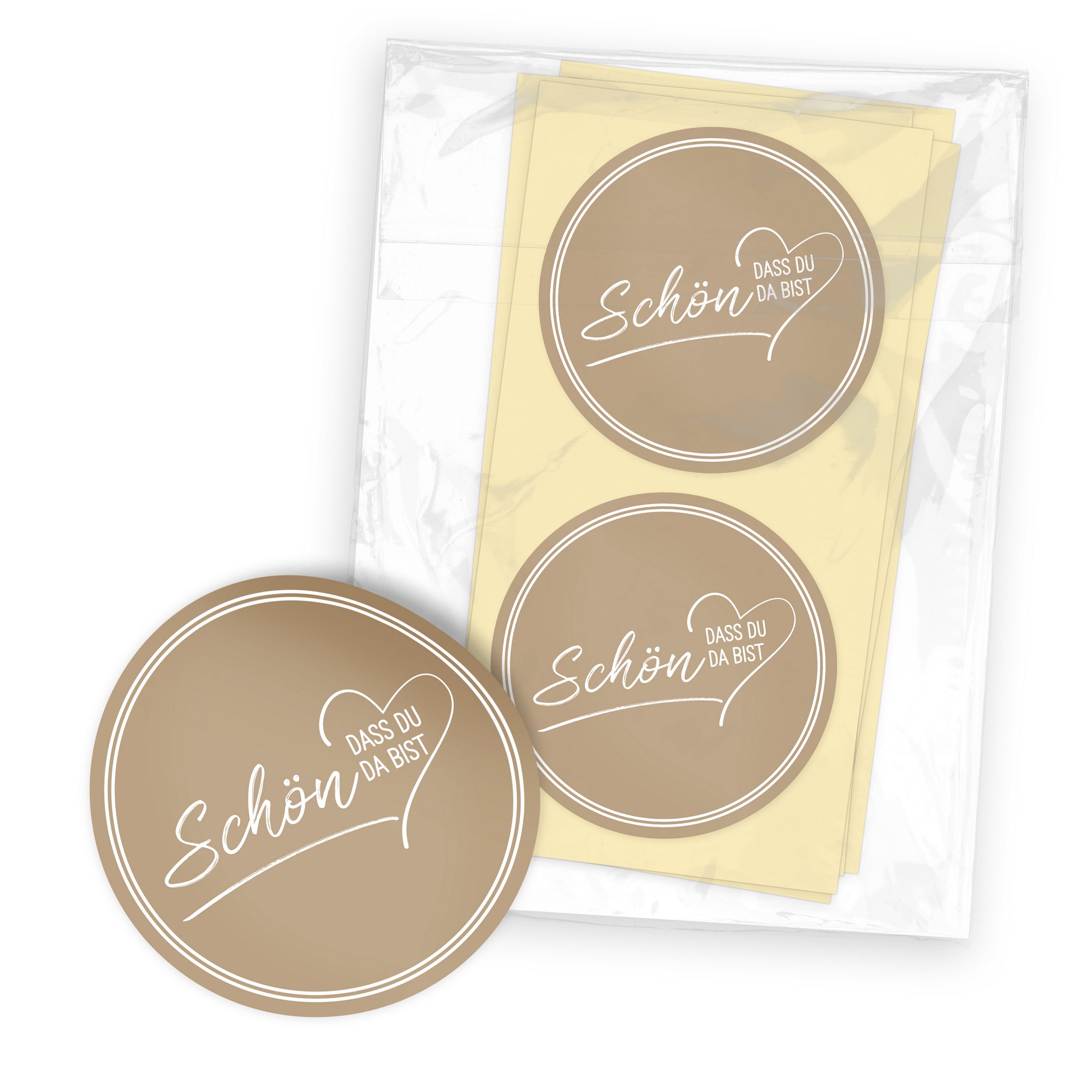 ITENGA 24x Aufkleber Sticker 4cm rund Sch�n dass du da b...