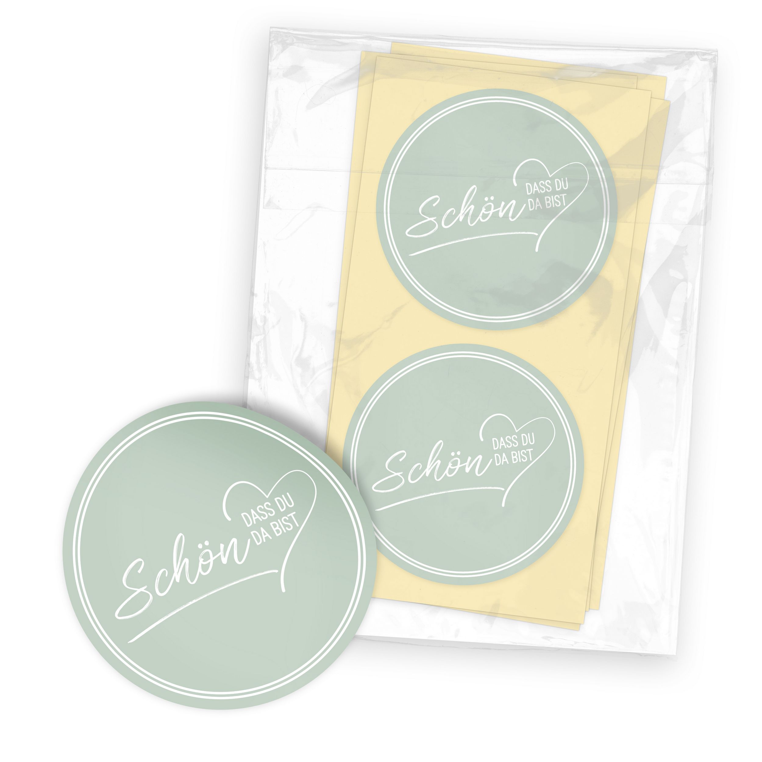 ITENGA 24x Aufkleber Sticker 4cm rund Sch�n dass du da b...