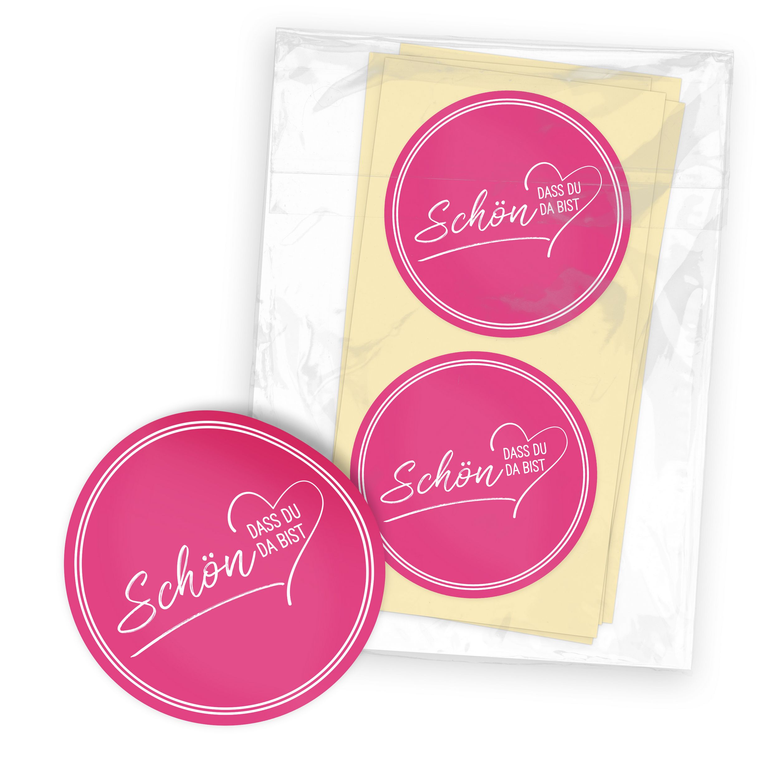 ITENGA 24x Aufkleber Sticker 4cm rund Sch�n dass du da b...
