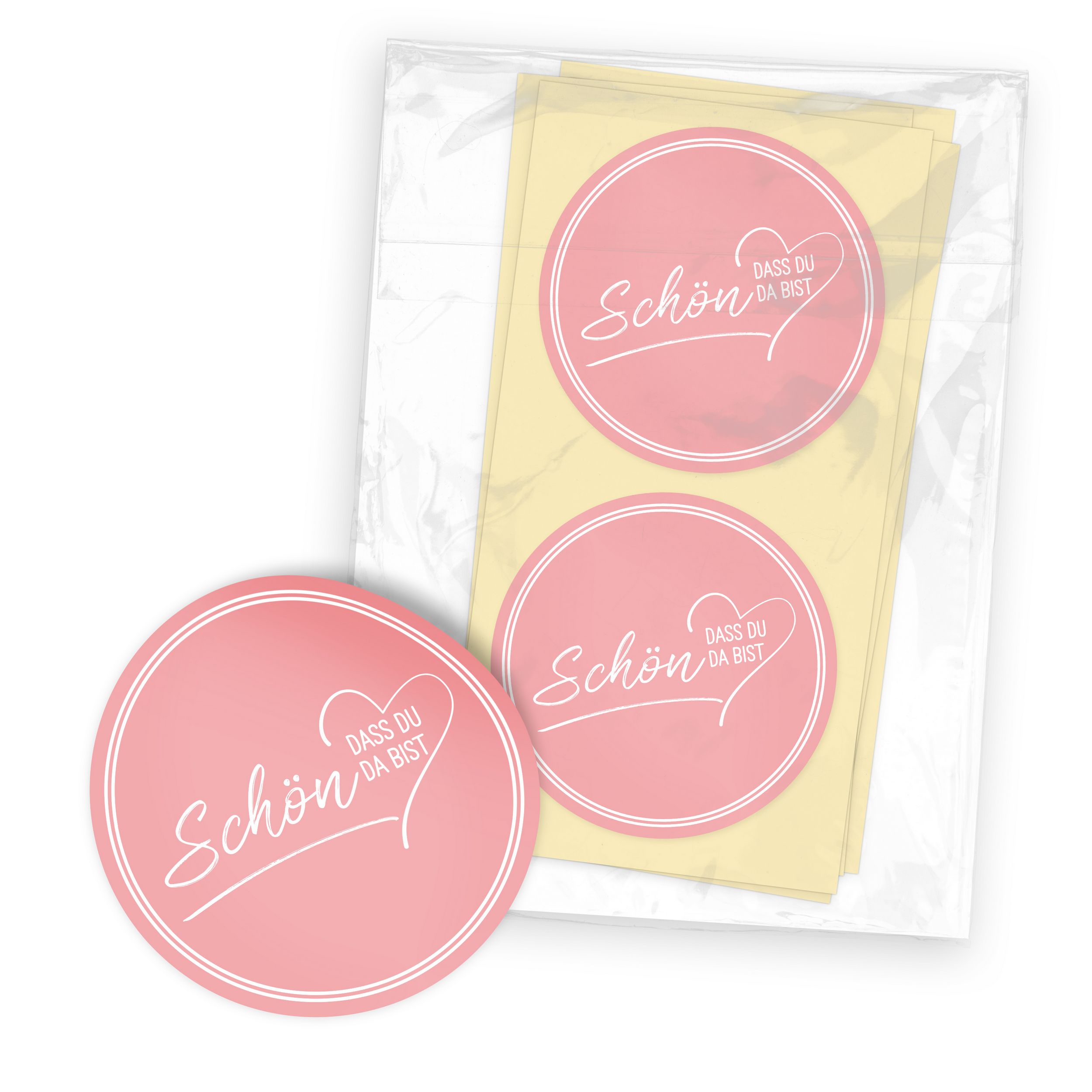 ITENGA 24x Aufkleber Sticker 4cm rund Sch�n dass du da b...