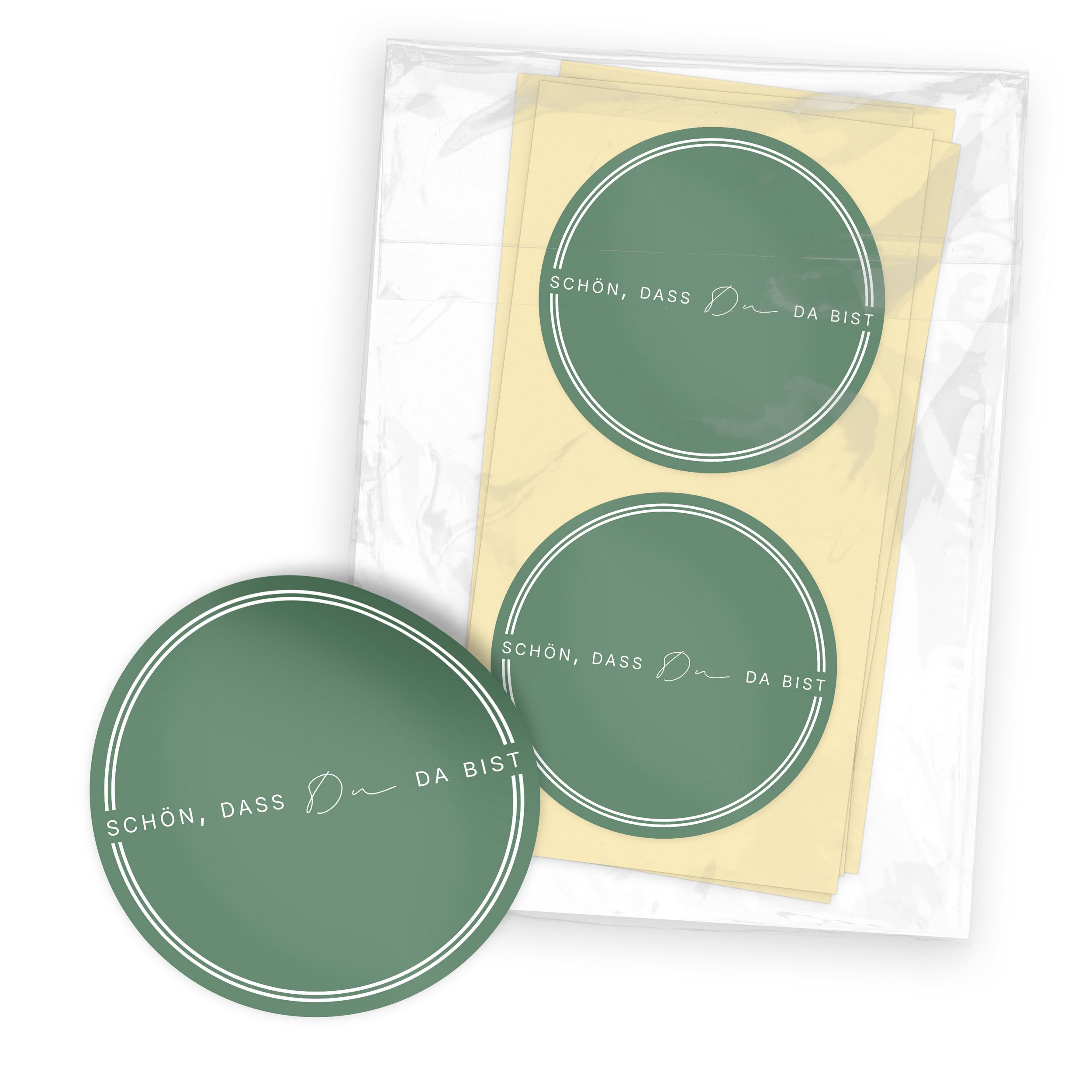 ITENGA 24x Aufkleber Sticker 4cm rund Sch�n dass du da b...
