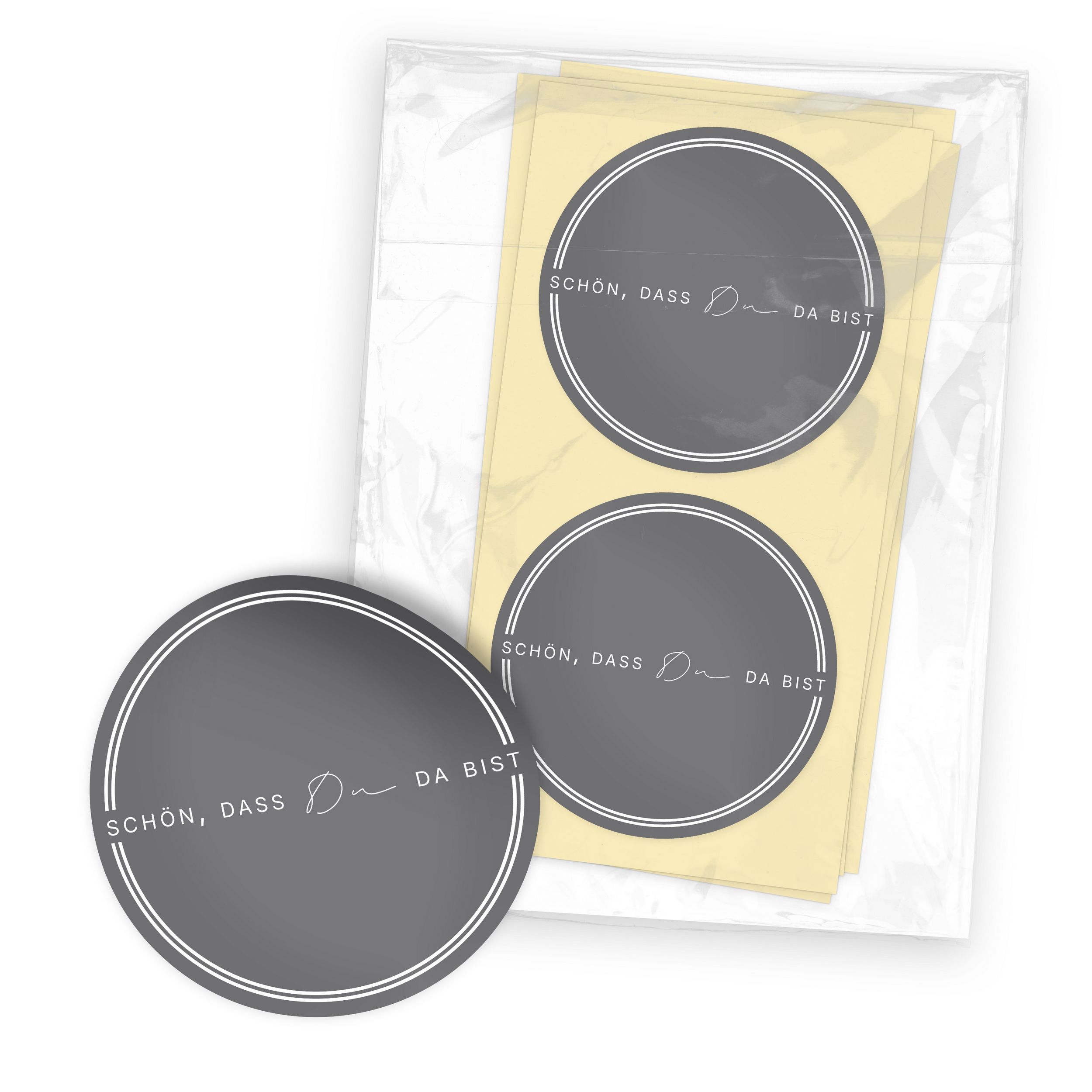 ITENGA 24x Aufkleber Sticker 4cm rund Sch�n dass du da b...