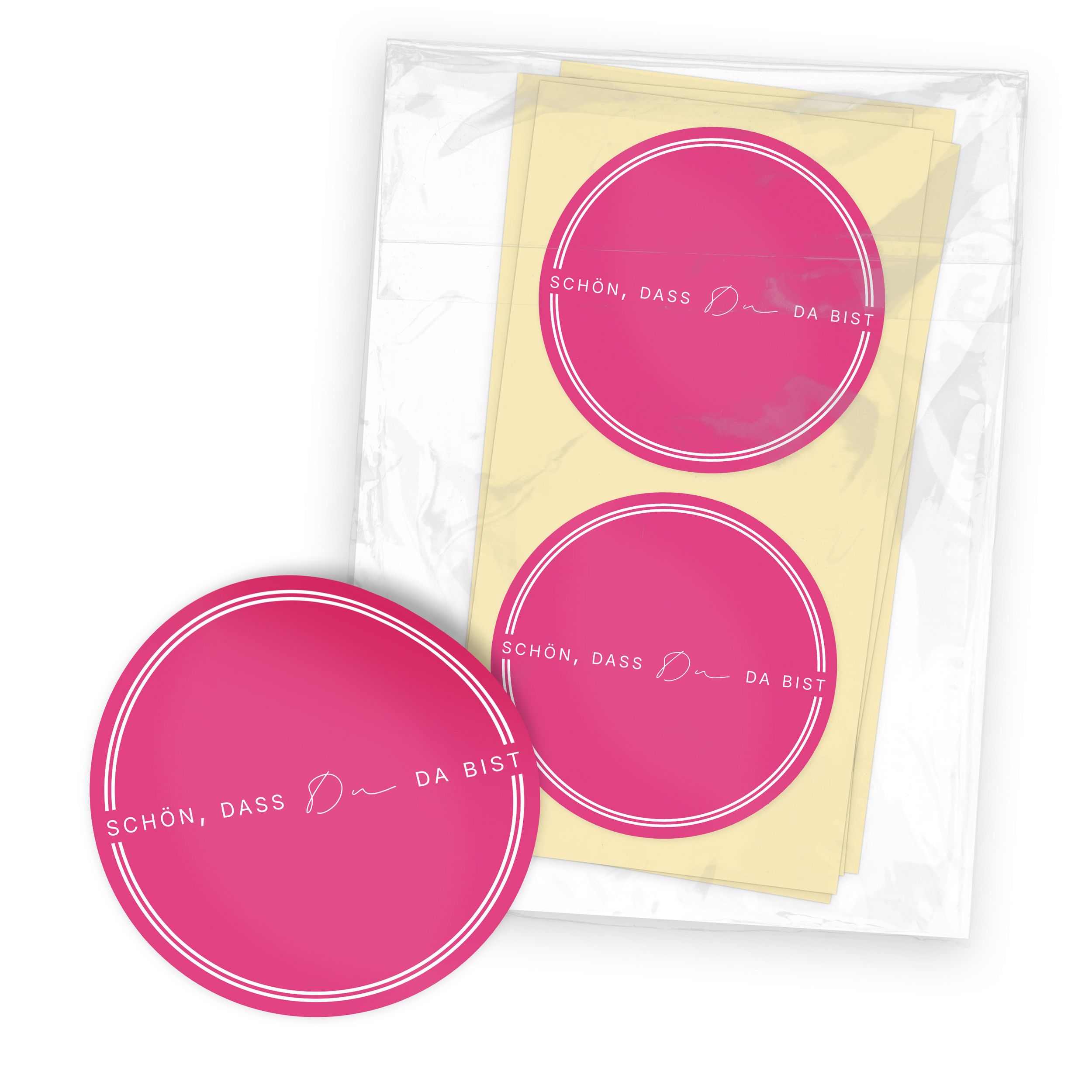 ITENGA 24x Aufkleber Sticker 4cm rund Sch�n dass du da b...
